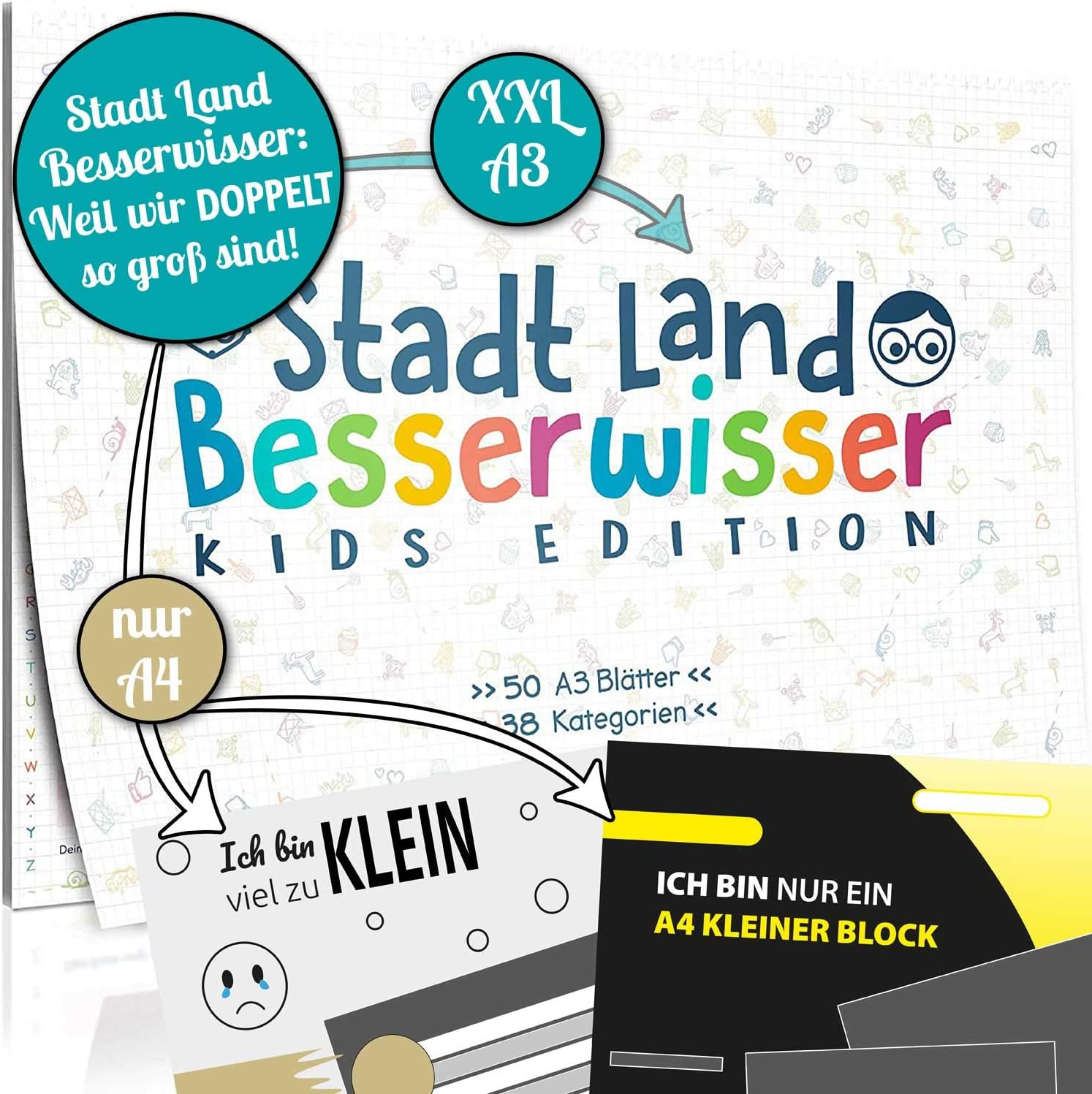 Stadt, Land, Besserwisser XXL – DIN A3 Spielblock für Familien