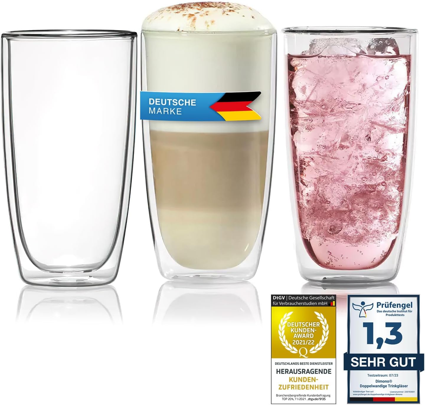 Dimono Thermo-Longdrinkglas 450ml - Doppelwandiges Isolierglas