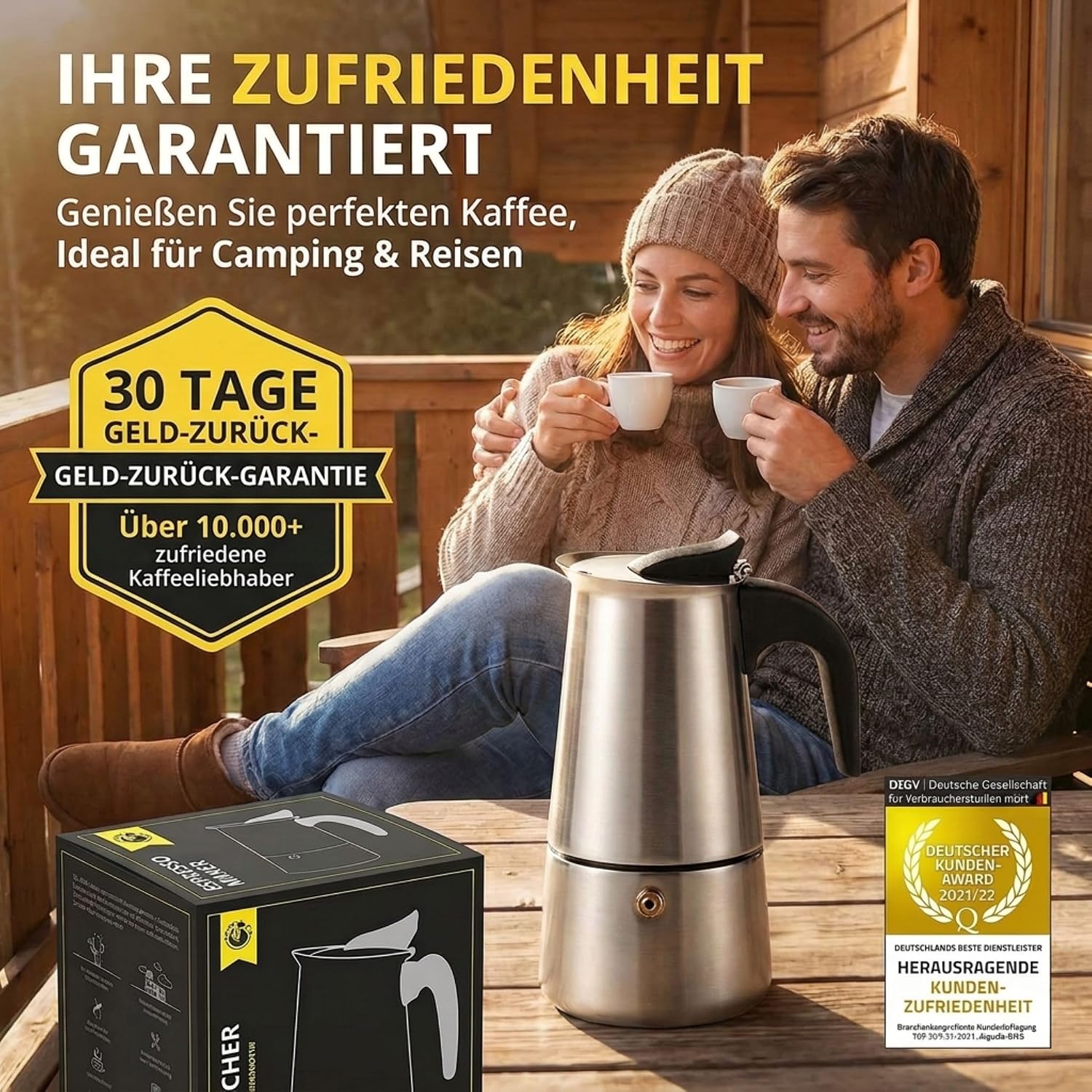 Coffee Fox Espressokocher Edelstahl – 4 Tassen Induktionskanne