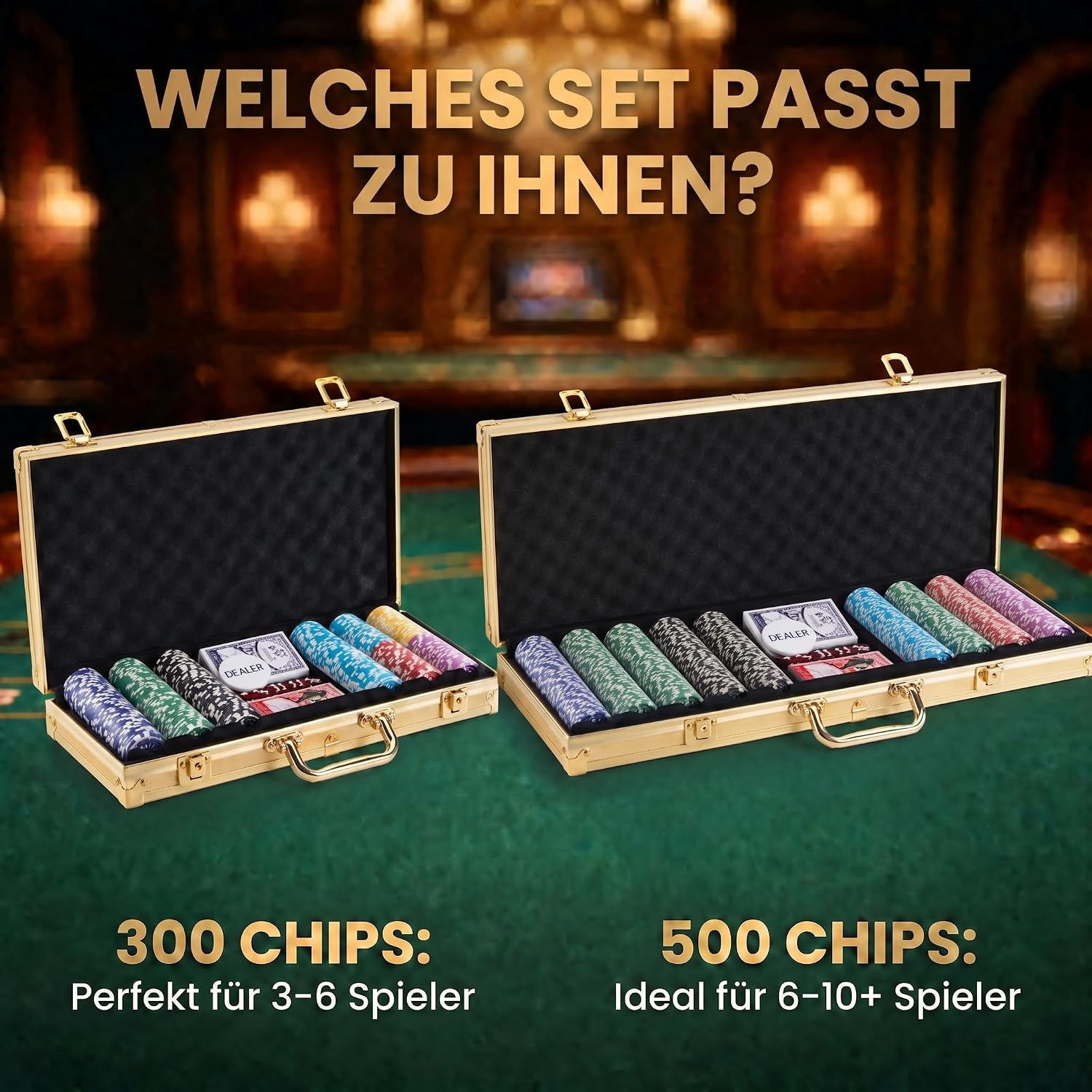 Profi Pokerset mit 500 Chips & Alu-Koffer – Casino-Feeling für Zuhause