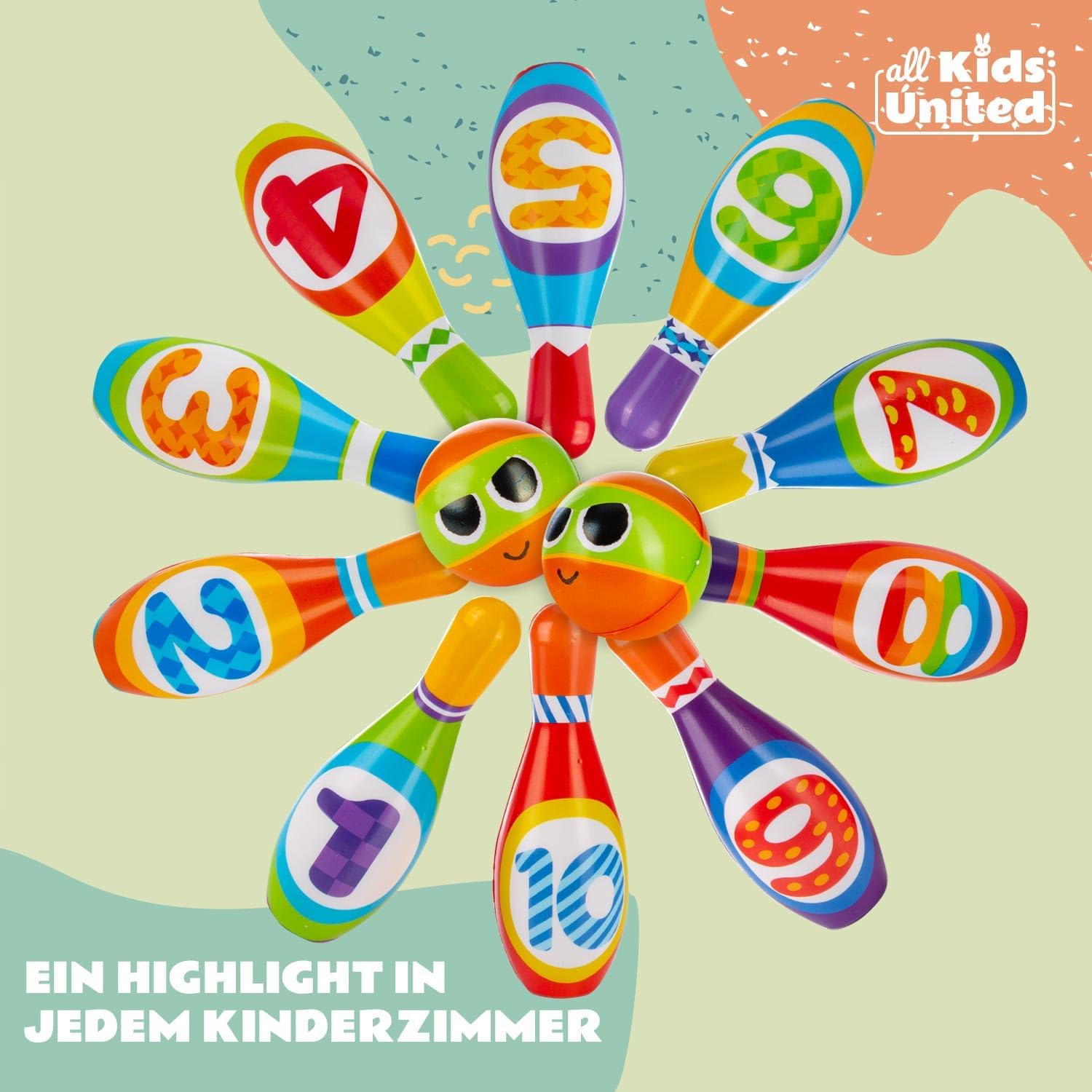 XXL Bowling Set für Kinder - 10 Weiche Kegel & 2 Bälle - Spielzeug