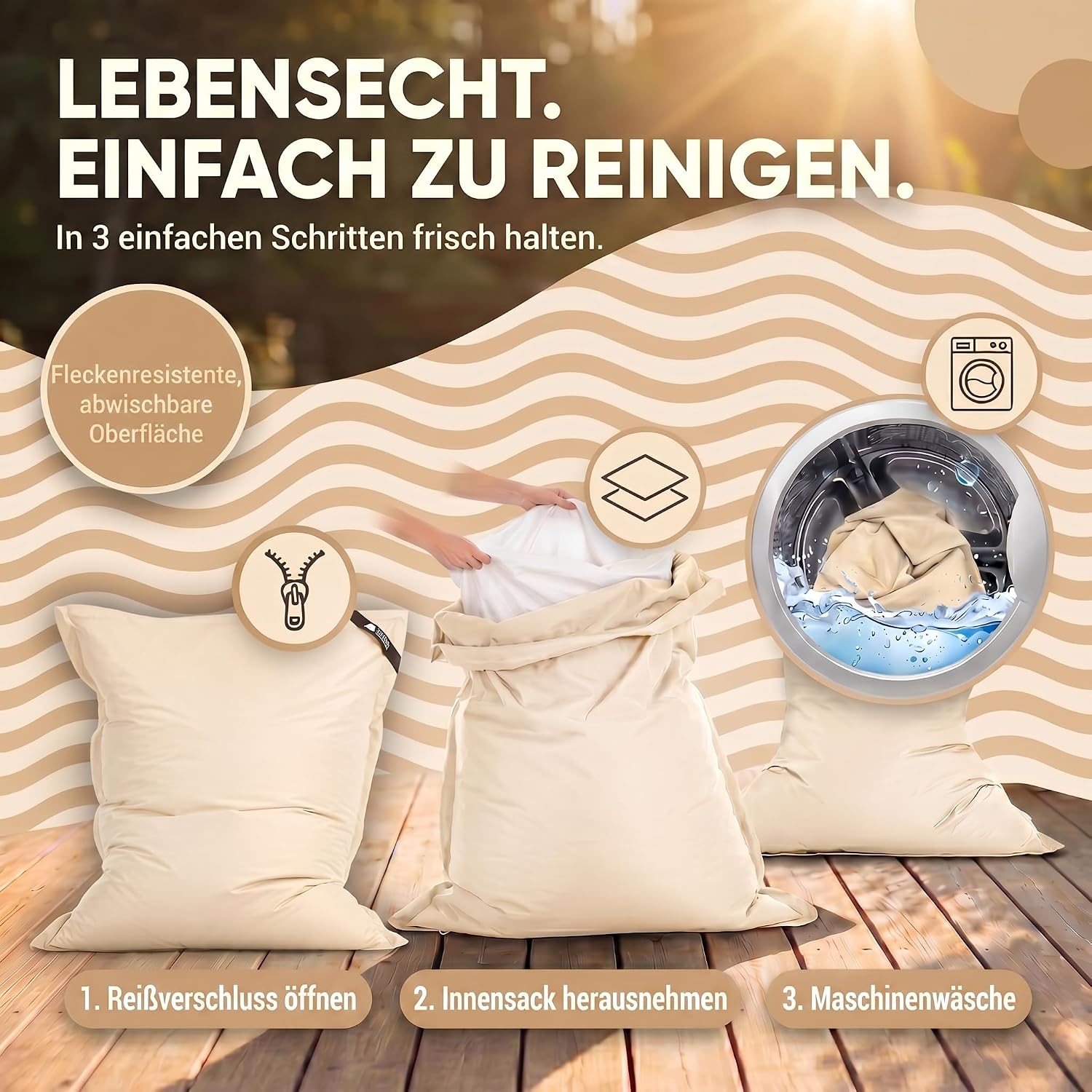 LazyBag XXL Sitzsack - Wasserfestes Outdoor Sitzkissen 180x140 cm