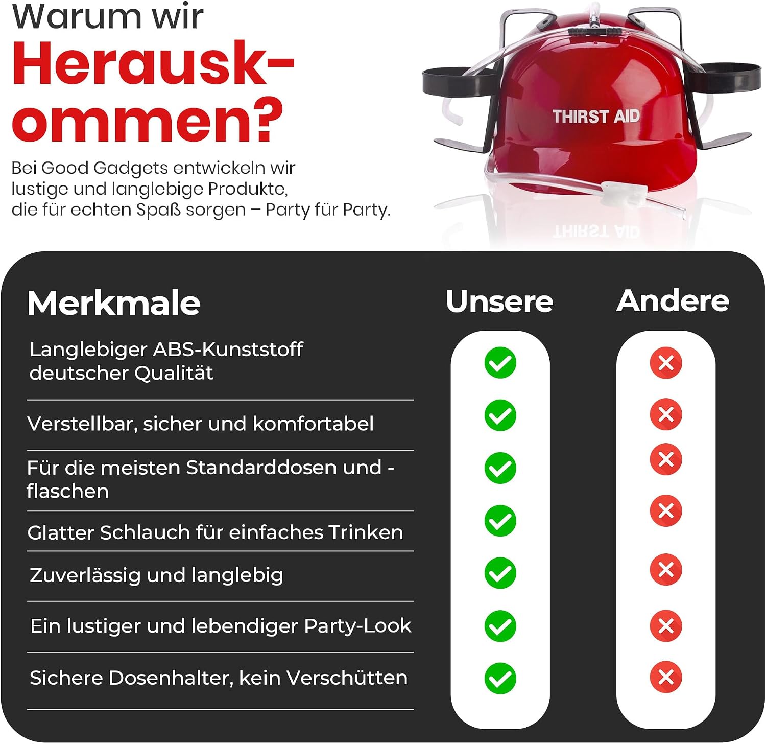 Bierhelm - Saufhelm für JGA & Party - 2 Dosenhalterung