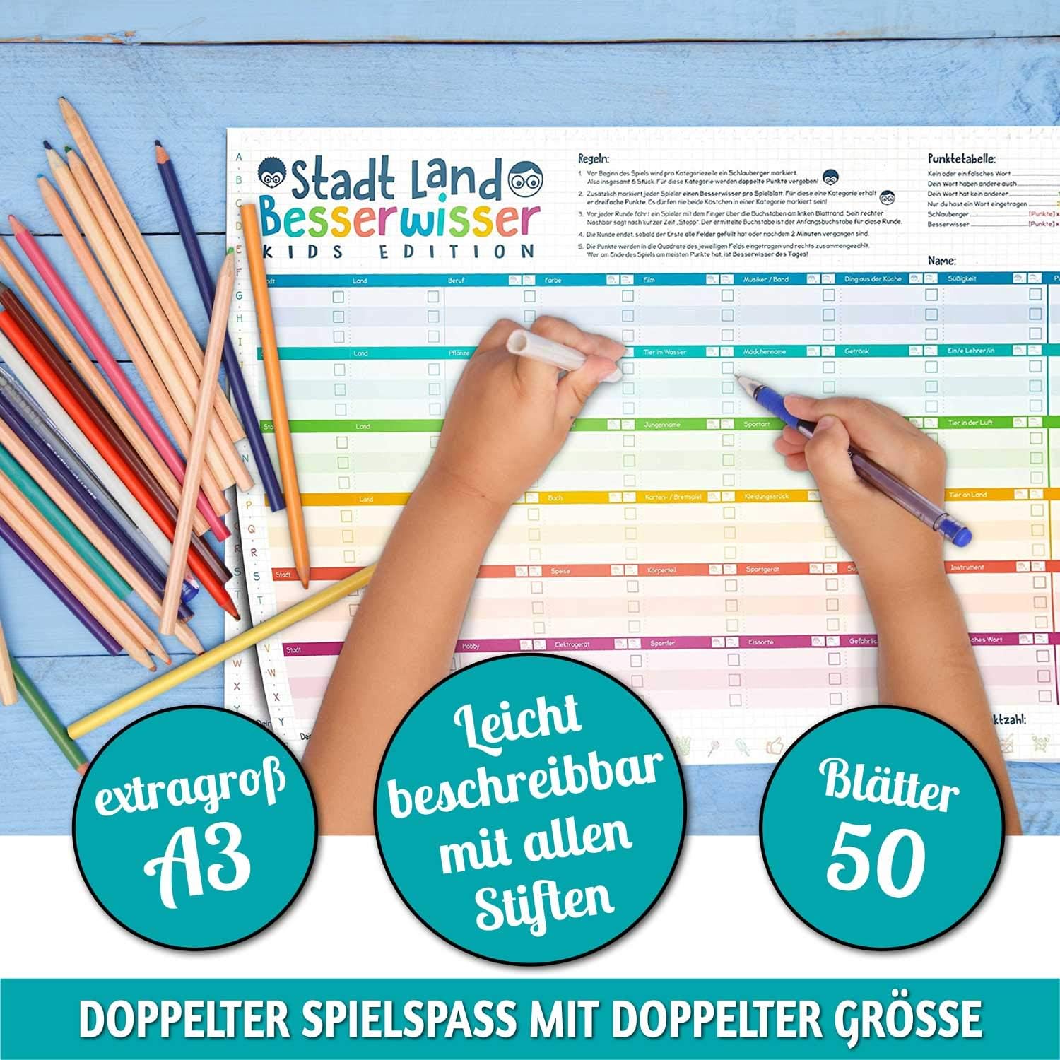 Stadt, Land, Besserwisser XXL – DIN A3 Spielblock für Familien