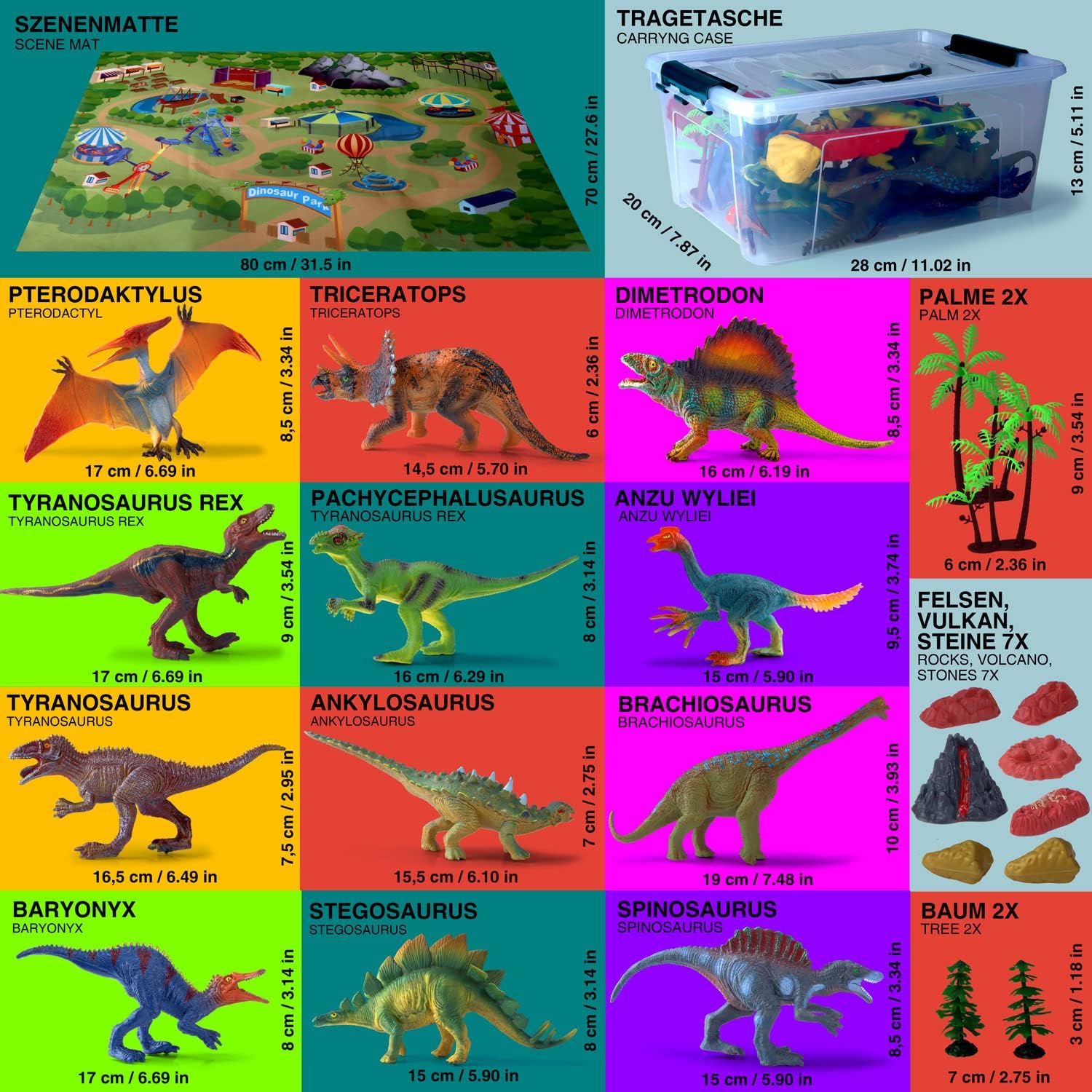 Dino Spiel-Set mit Spielmatte & Box - Robustes Kinder-Geschenk