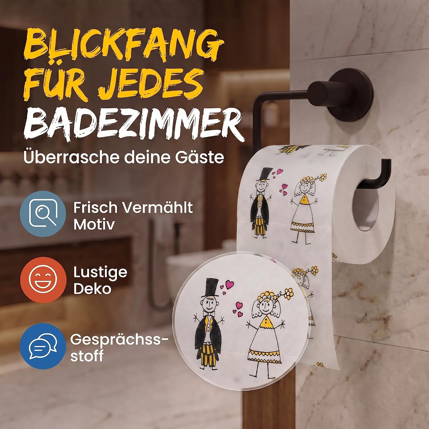 Just Married Toilettenpapier - Lustiges Hochzeitsgeschenk