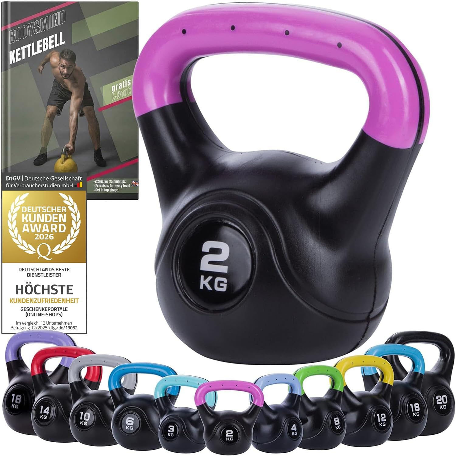Kettlebell Kugelhantel Deluxe 2-20 kg – Bodenschonendes Krafttraining