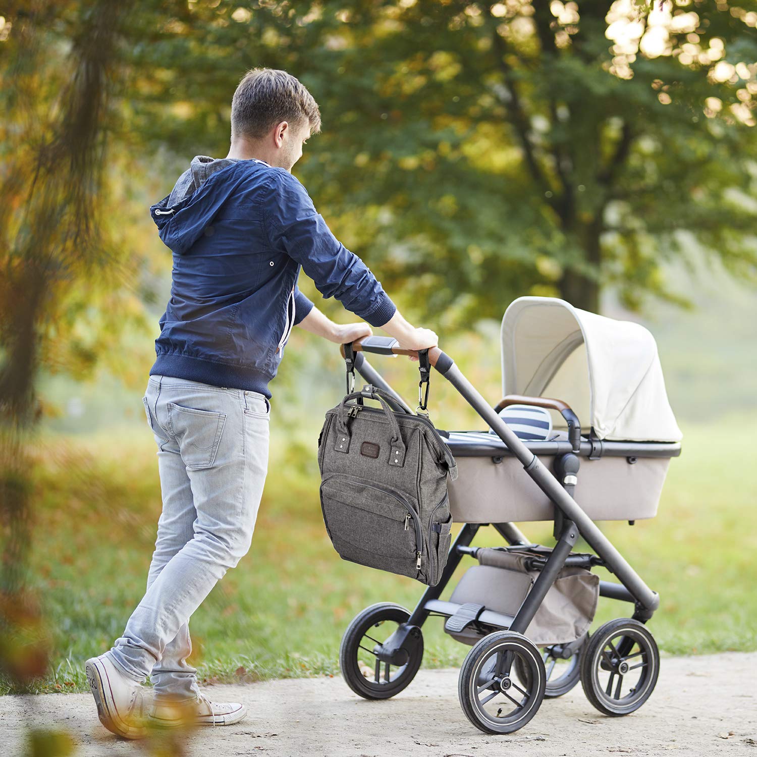 Kinderwagen-Haken 2er-Set - Rutschfeste Halterung für Wickeltaschen