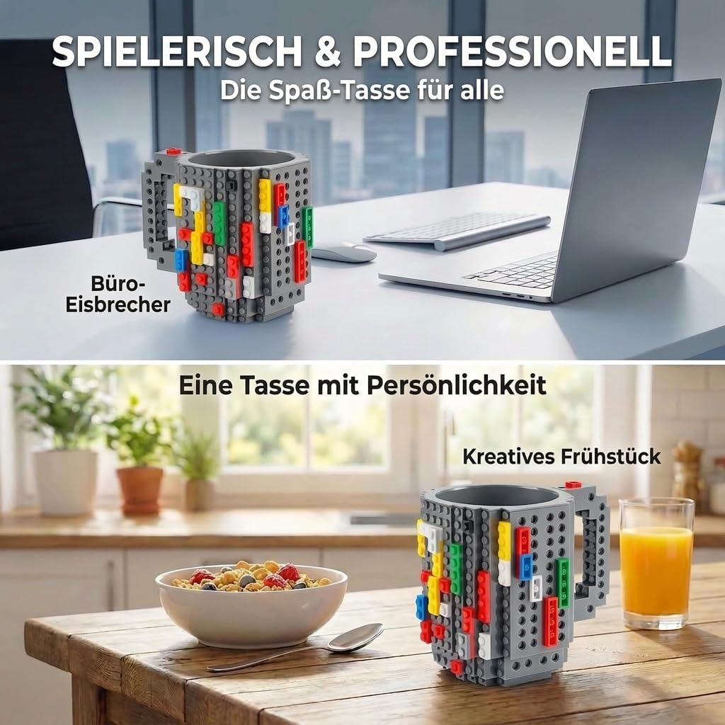 Brick Mug - Bausteine-Kaffeetasse 350ml - Kompatibler DIY Becher