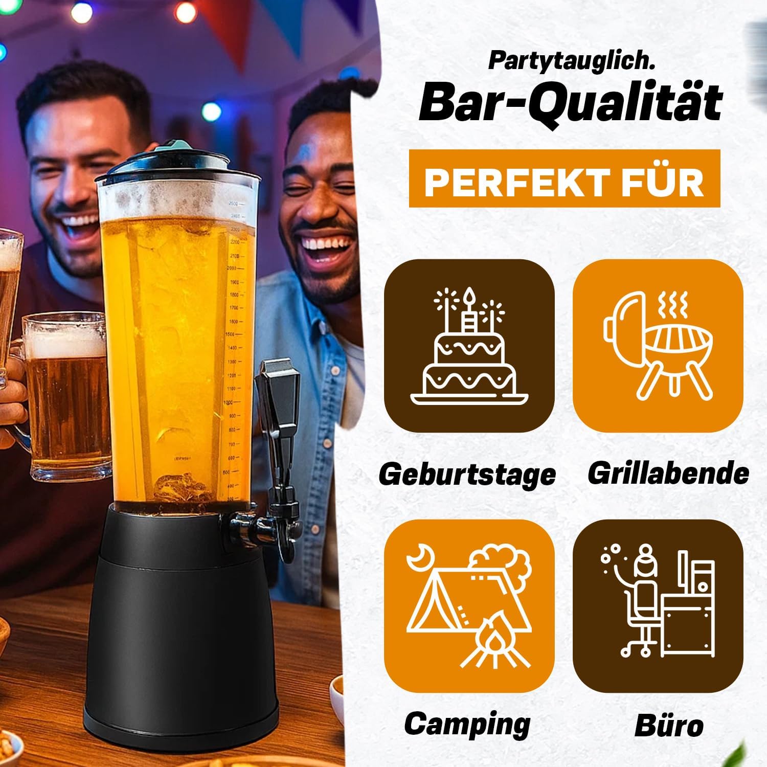 Biertower 4 Liter Biersäule – Zapf-Spender mit LED & Kühlung