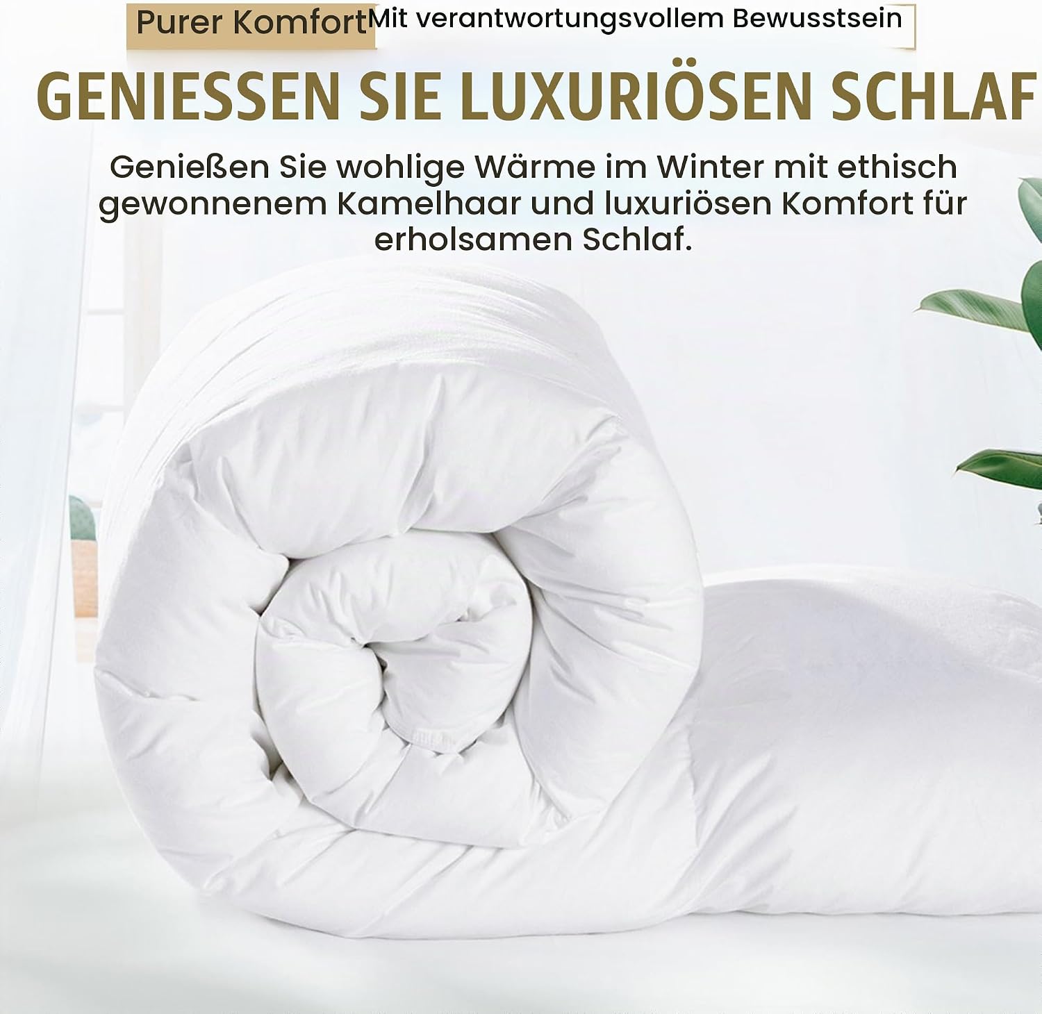 Hochwertige Kamelhaar-Ganzjahresdecke – Temperaturregulierend & weich