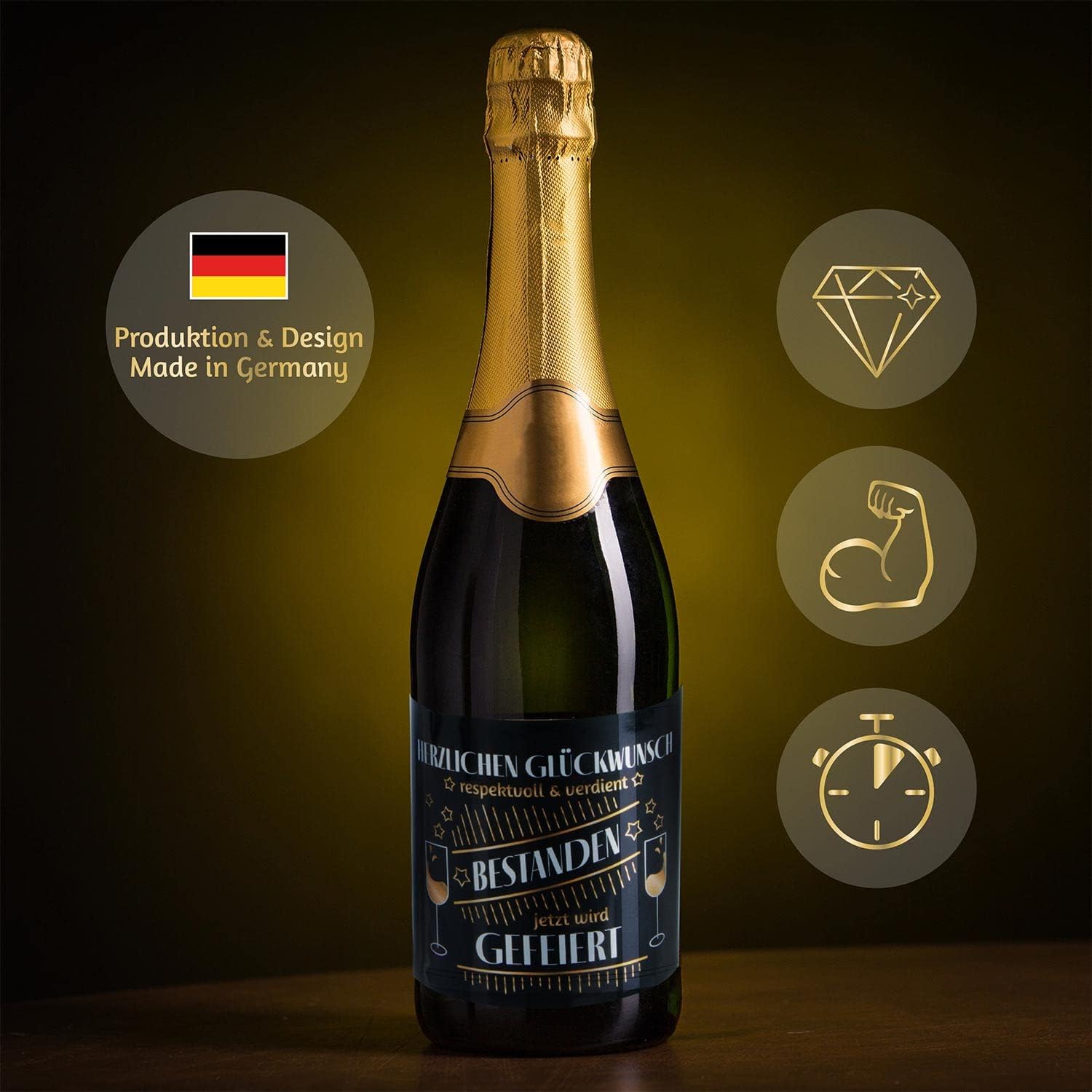 3x Flaschenetikett Verdient Bestanden – Geschenk für Prüfungen