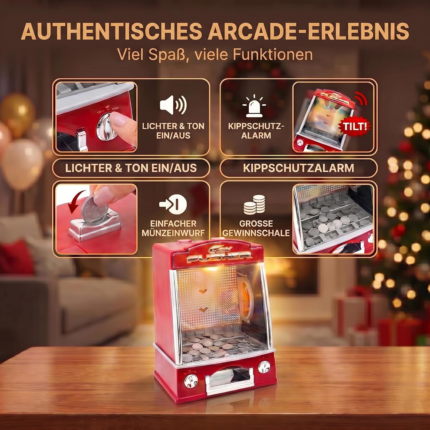 Mini Münzschieber - Elektrischer Coin Pusher Spielautomat