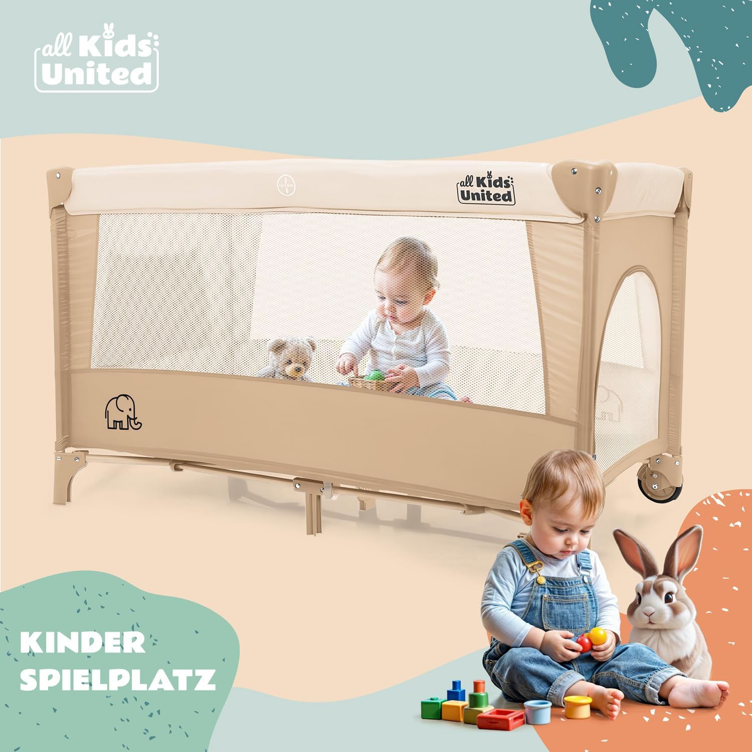 Baby Reisebett mit Wickelauflage & Mobile - Faltbar & Kompakt