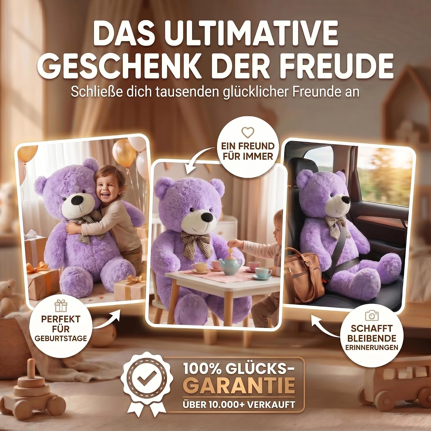 Riesen Teddybär 120 cm XXL – Kuscheliger Plüschbär Hellbraun