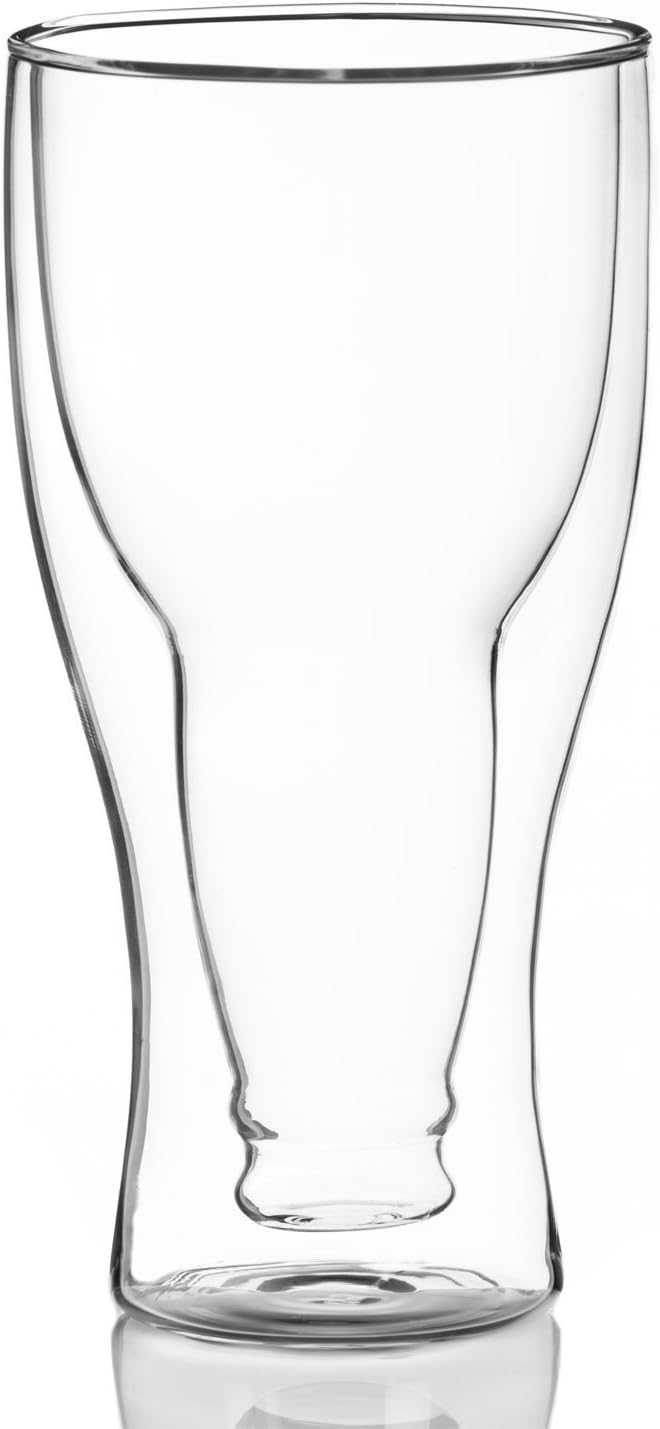 2er Set Doppelwandige Biergläser - Bierflaschen-Design Thermoglas