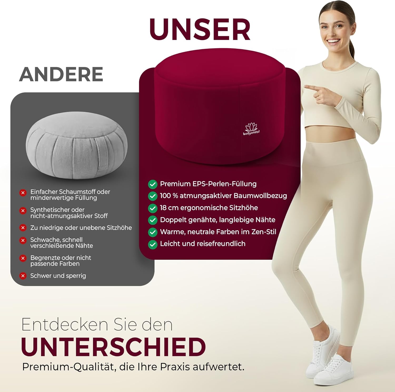 Yoga Meditationskissen - Ergonomisches Bodenkissen zur Entspannung