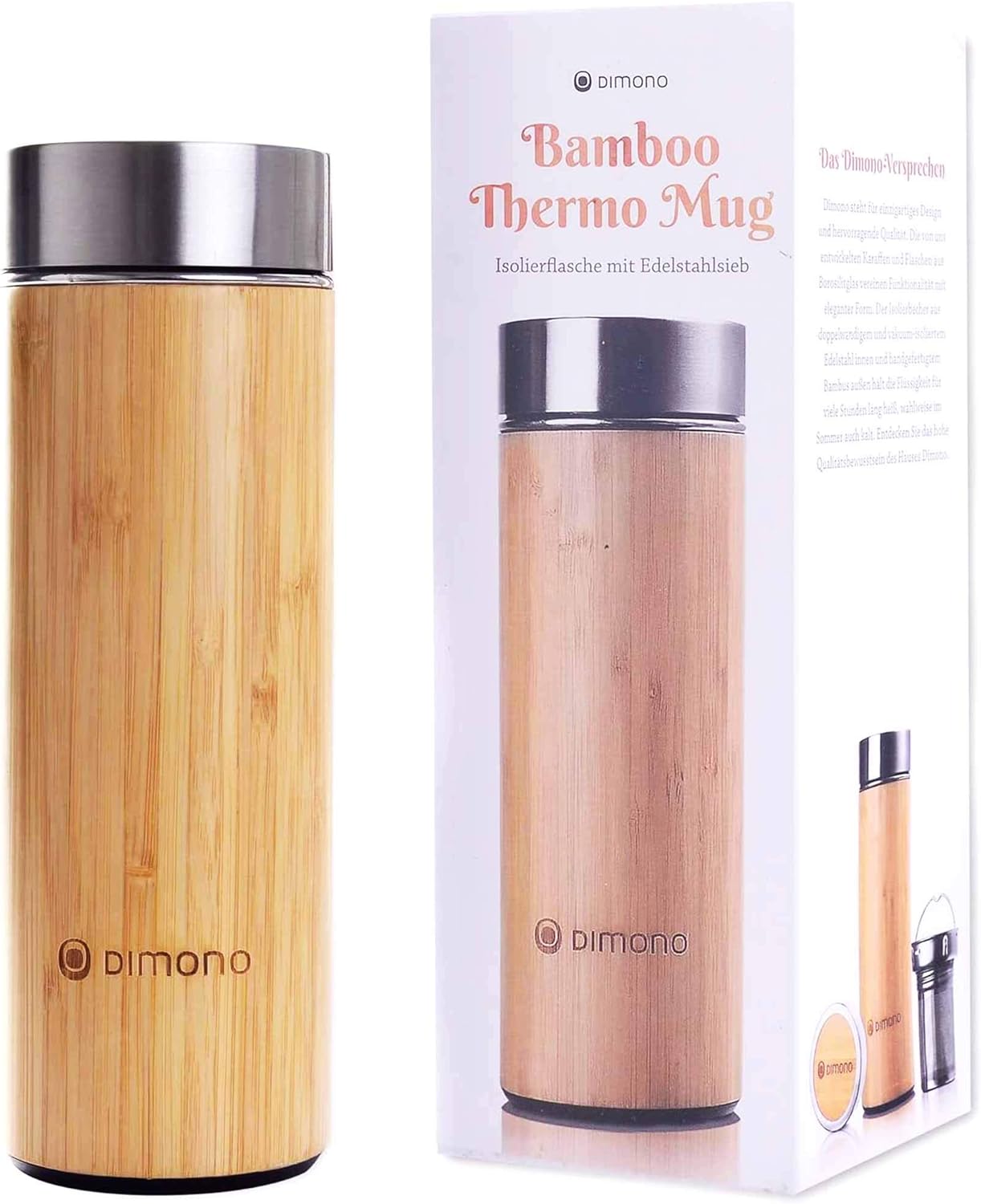 Dimono Bambus Thermobecher 400ml – Auslaufsicher & Nachhaltig