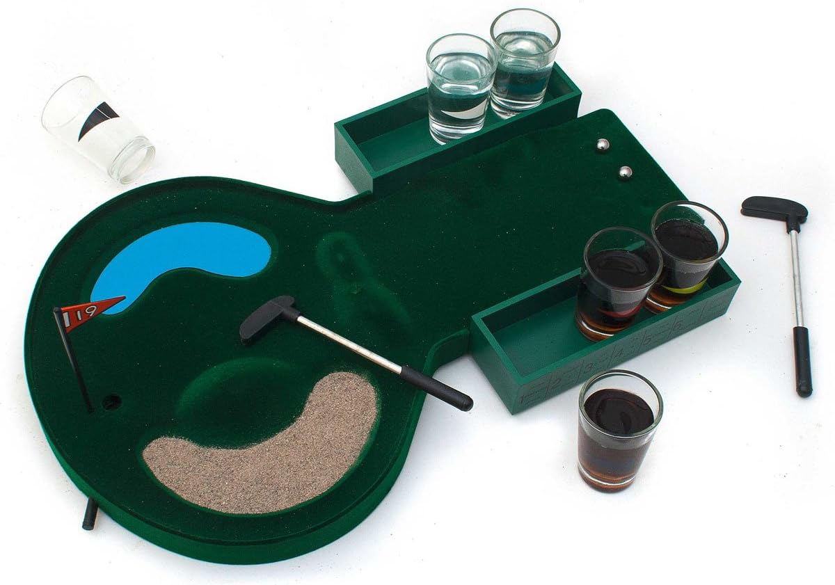 Golf Trinkspiel Set - Party-Saufspiel mit 6 Gläsern