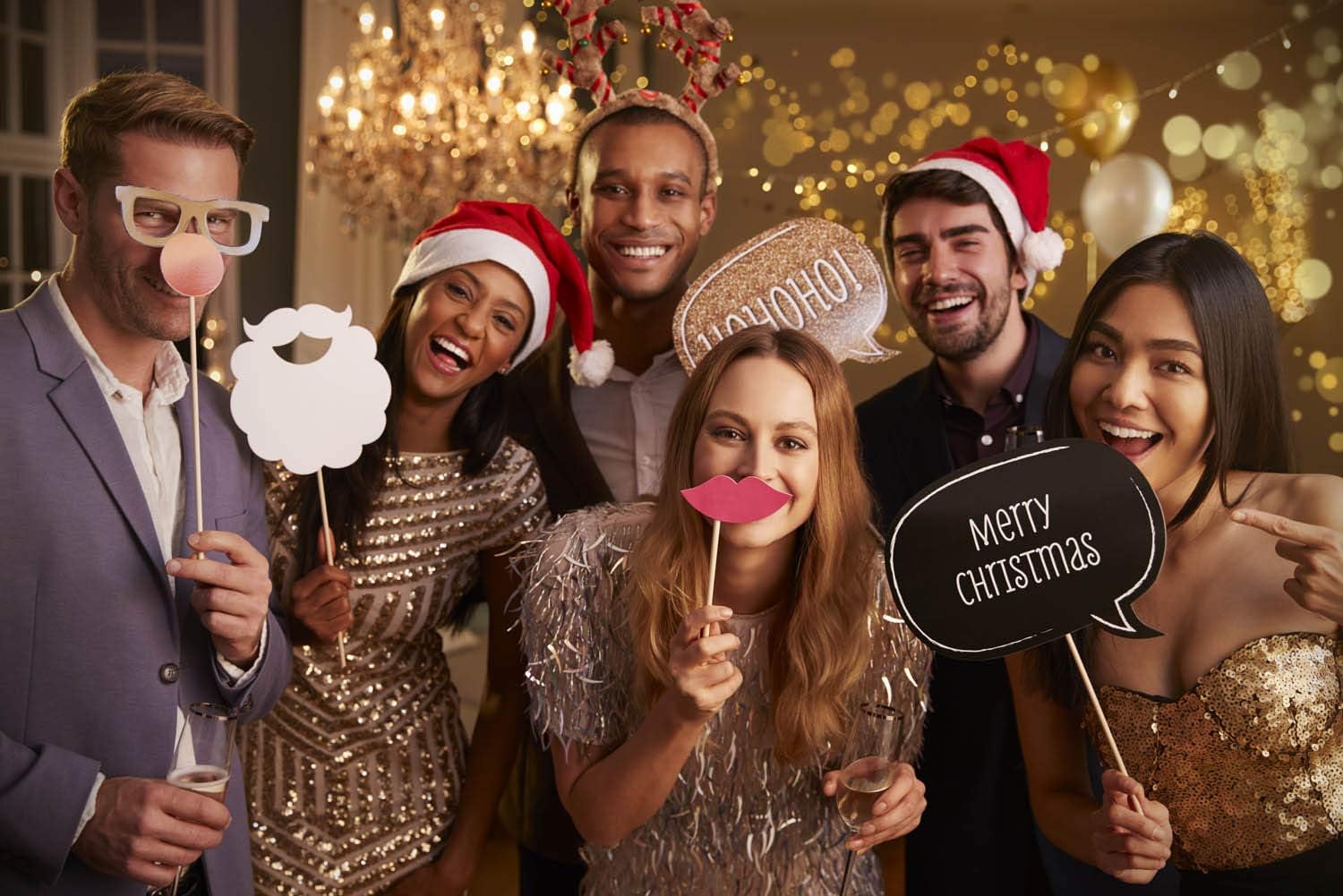 32-tlg. Weihnachts-Fotobox Requisiten Set für lustige Party-Selfies