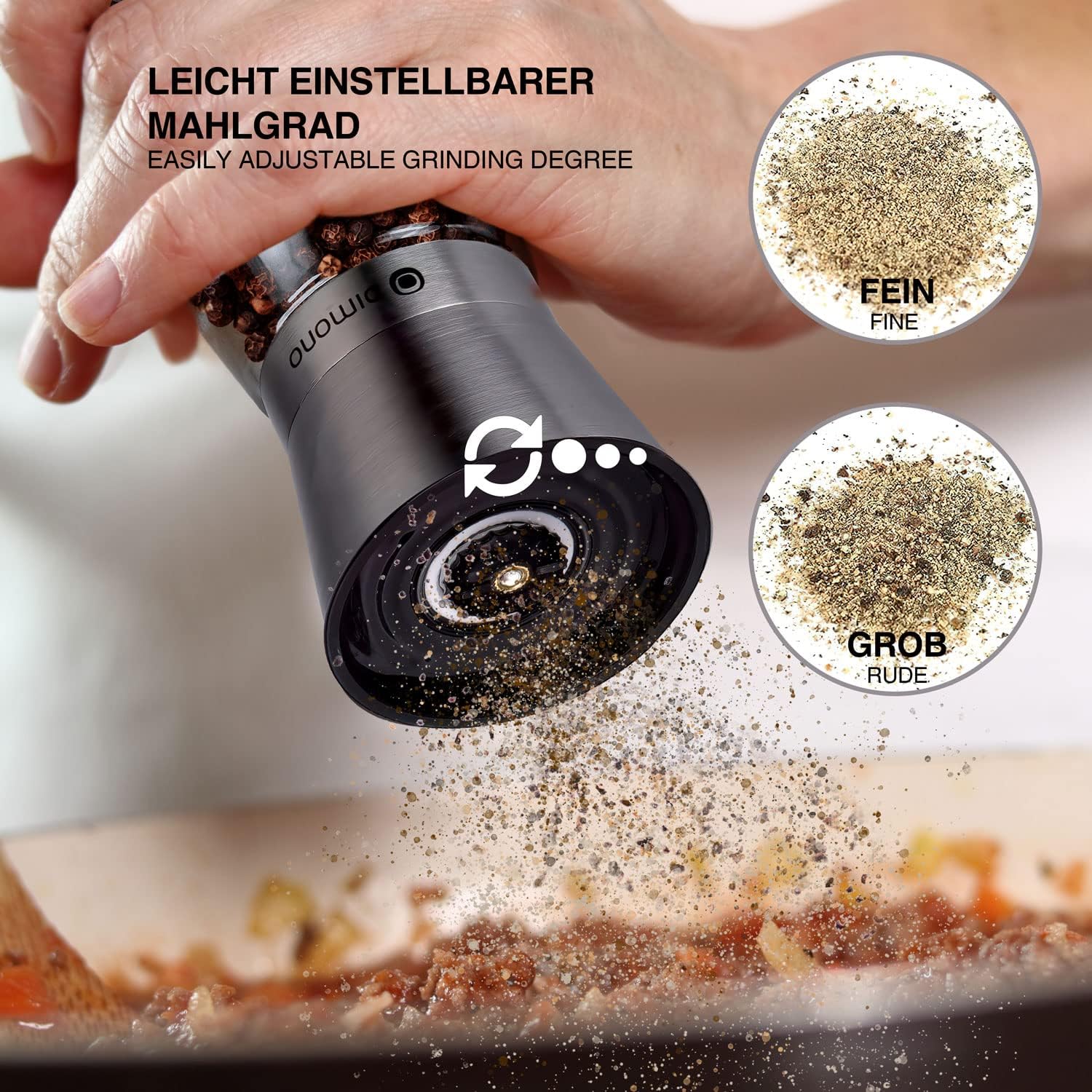 Gewürzmühlen Set 2-tlg – Salz- & Pfeffermühle mit Keramikmahlwerk