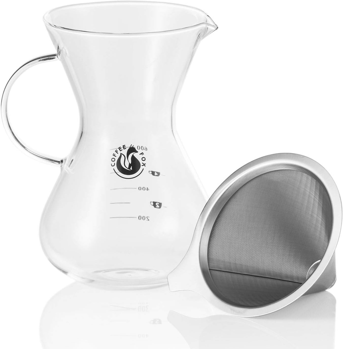 Coffee Fox Cold Brew Kaffeezubereiter - 650ml Glas & Edelstahlfilter
