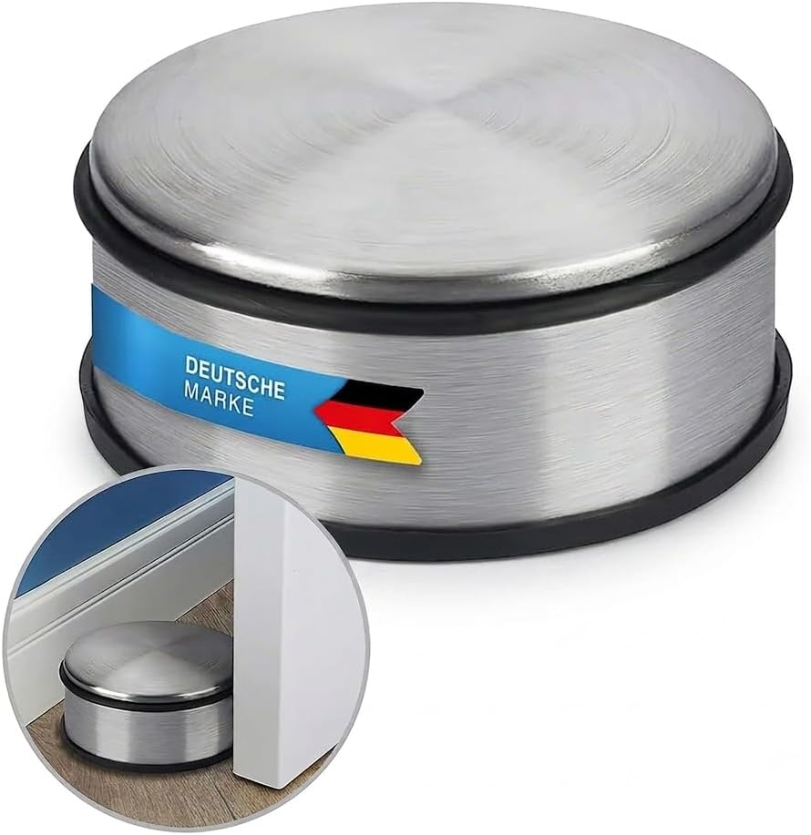 Edler Edelstahl Türstopper - Schwerer Boden-Türpuffer mit Gummiring