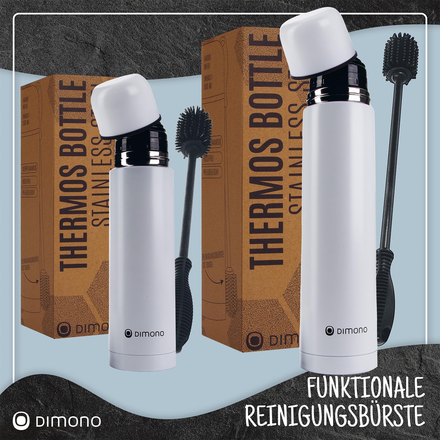 Edelstahl Thermoskanne 1L - Auslaufsichere Isolierflasche 12h heiß
