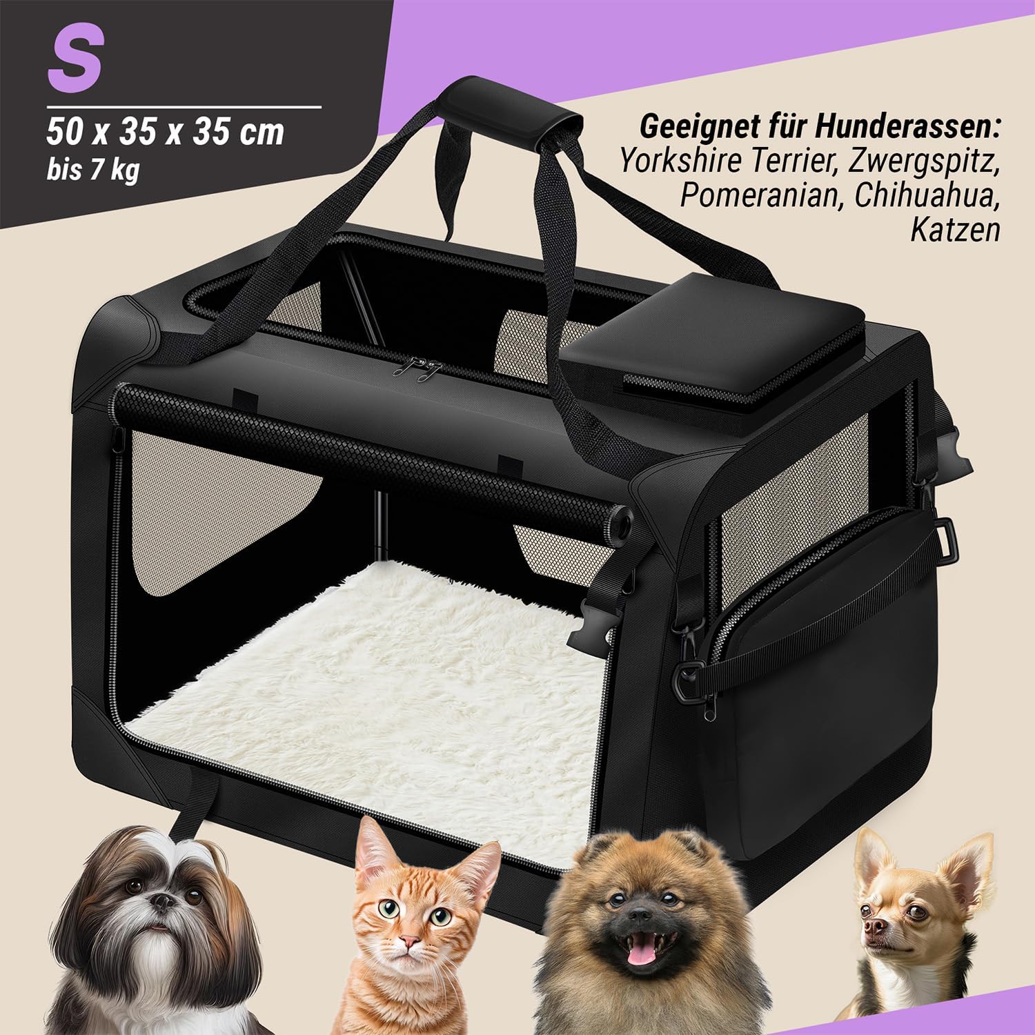 Faltbare Hundetransportbox Gr. S – Hundebox fürs Auto & Reisen
