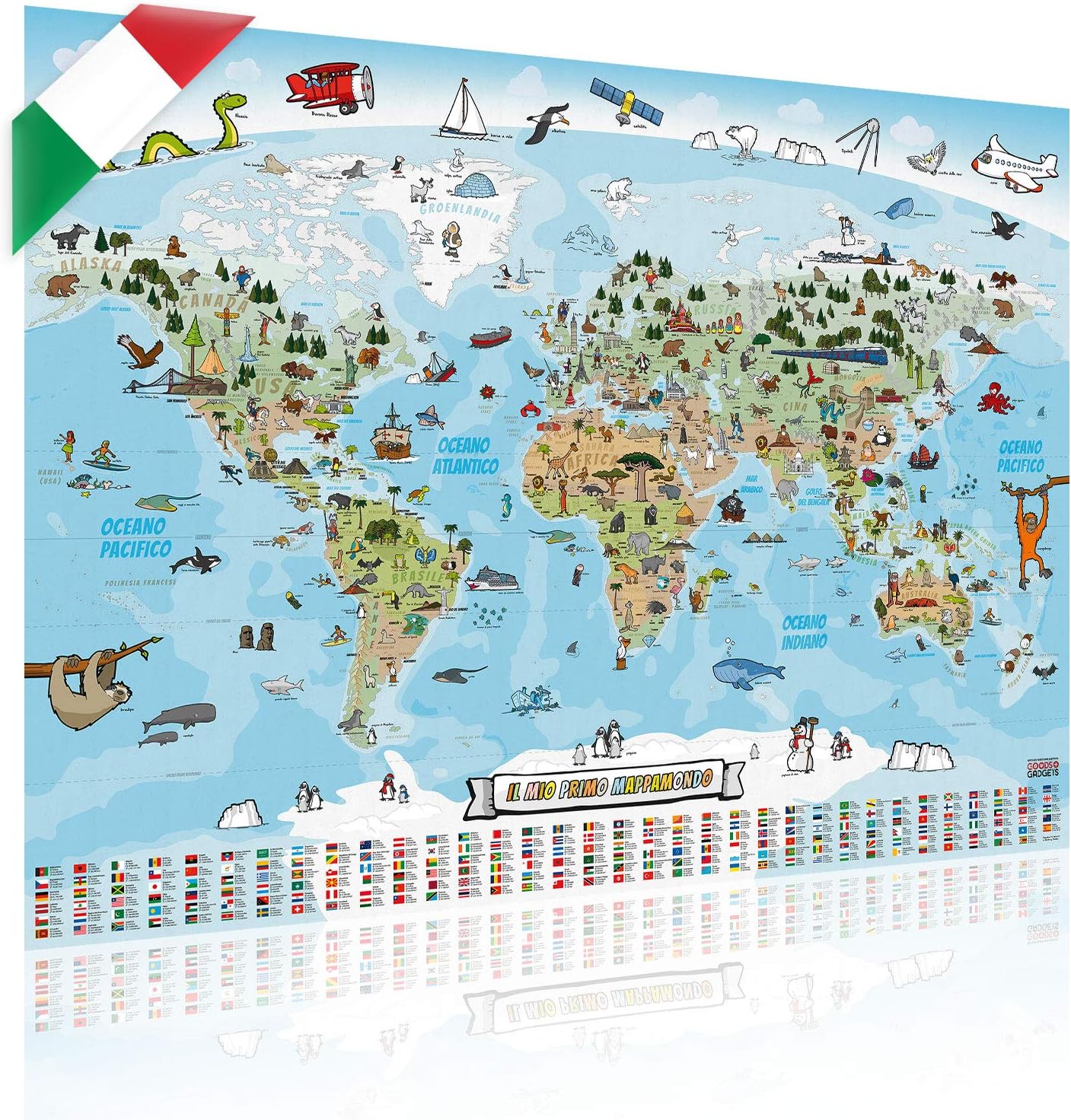 Kinder Weltkarte XXL - 140x100cm Lernposter für Kinder