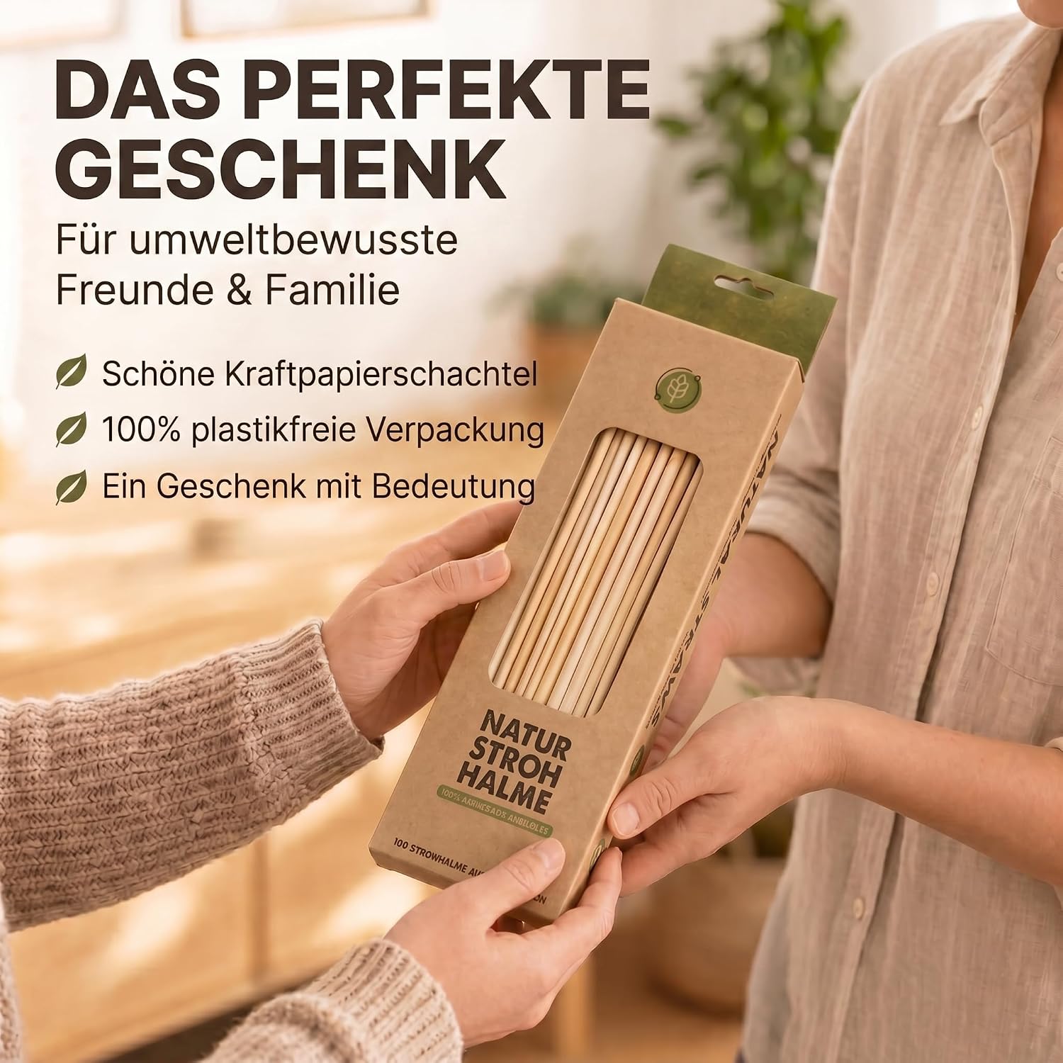 100 Bio Weizenstrohhalme - Nachhaltig, Biologisch & Geschmacksecht