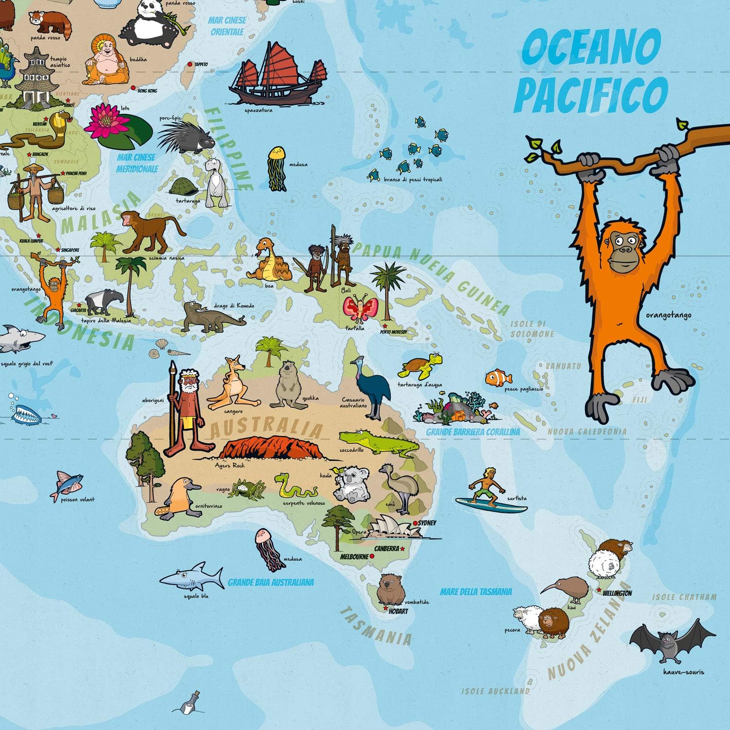 Kinder Weltkarte XXL - 140x100cm Lernposter für Kinder