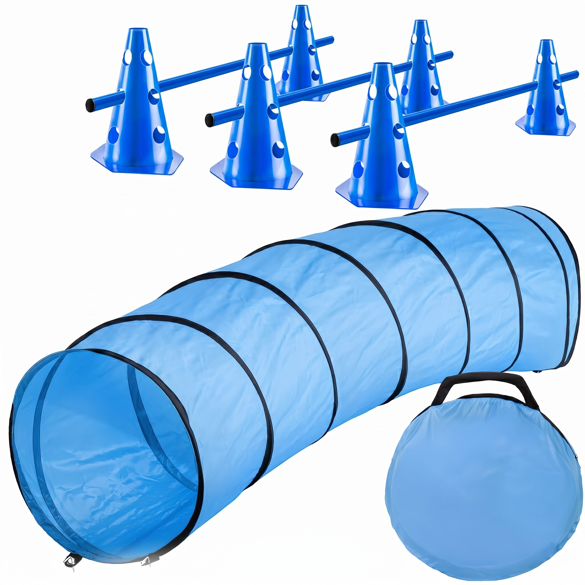 Agility Hundetunnel Set, inkl. Hürden für Spiel und Training