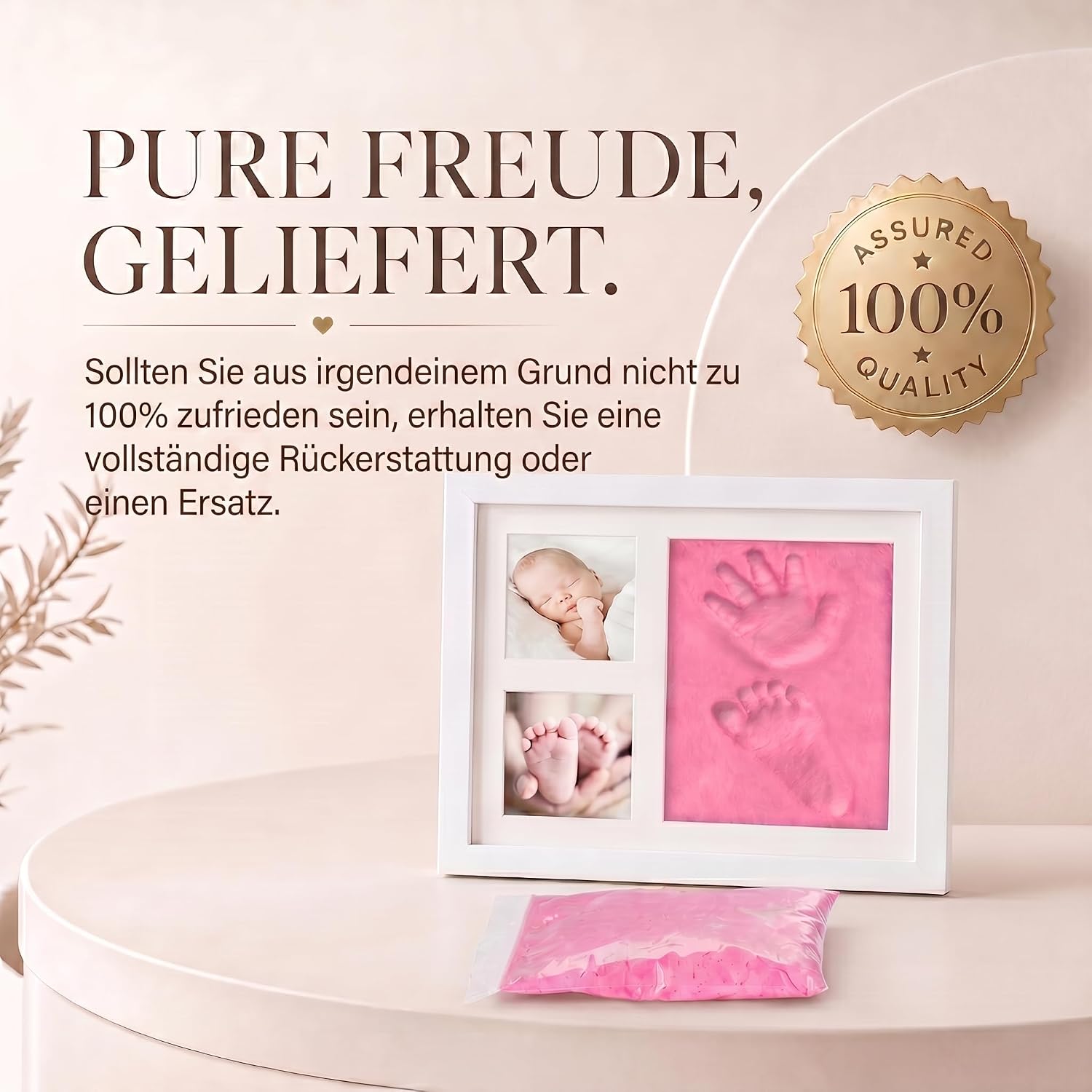 Baby Handabdruck-Set & Bilderrahmen zur Geburt & Taufe