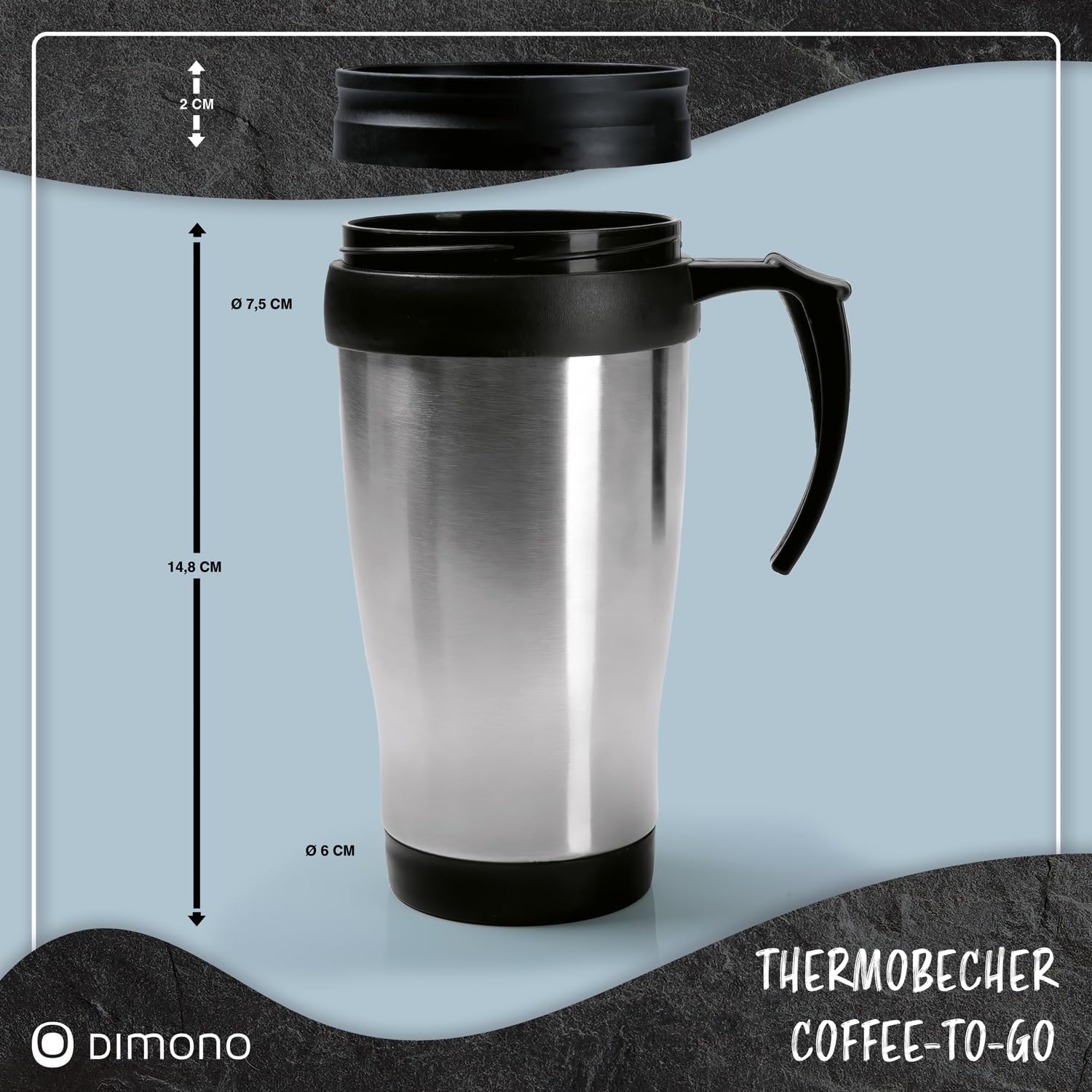Thermobecher Edelstahl 400ml - Isolierbecher für Unterwegs