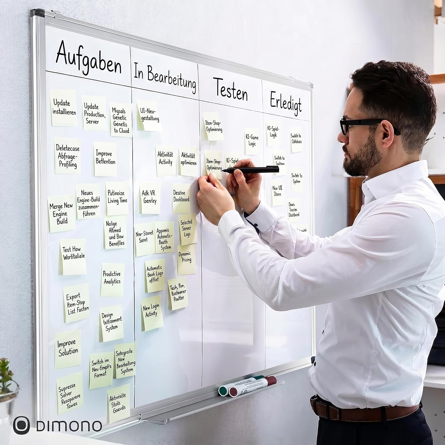 Magnetisches Whiteboard 90x60 cm mit Alurahmen & Ablage