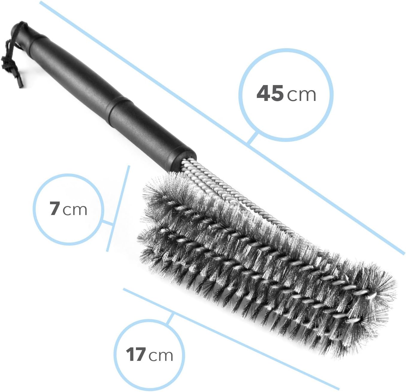 3in1 Edelstahl Grillbürste – 45 cm Reiniger mit Schaber