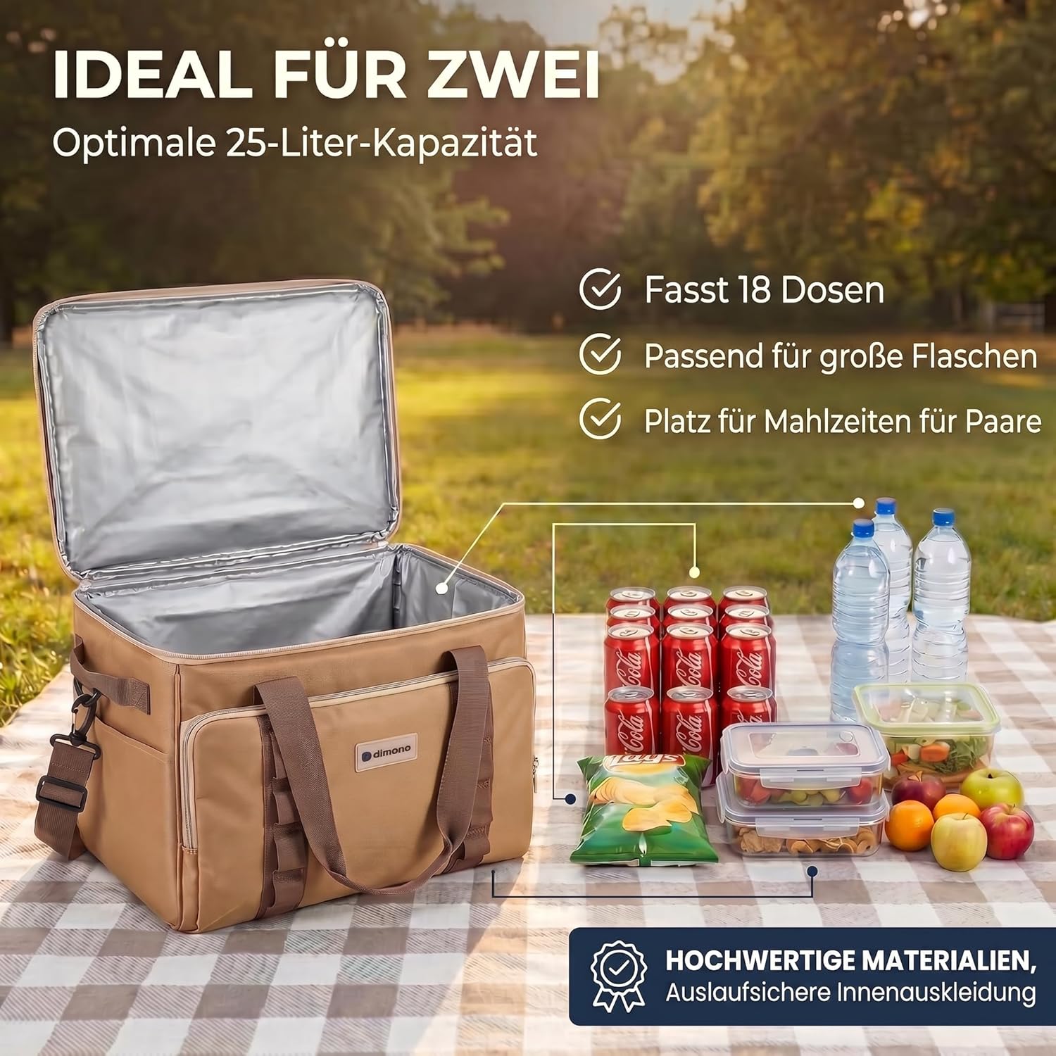 XXL Kühltasche 45L - Isolierte Thermotasche für Picknick & Camping