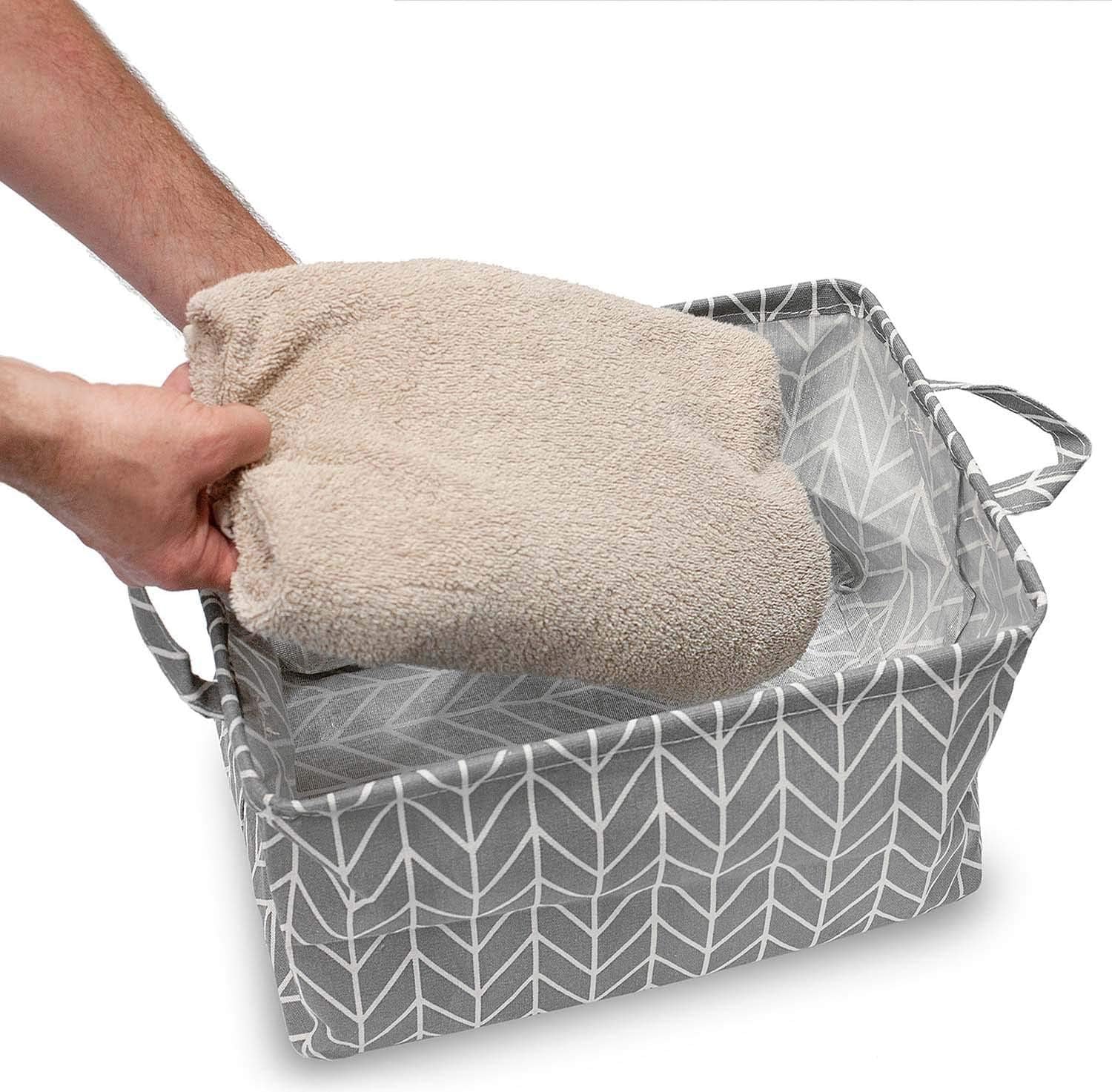 Faltbarer Aufbewahrungskorb aus Leinenstoff-Baumwolle 38x22x26cm