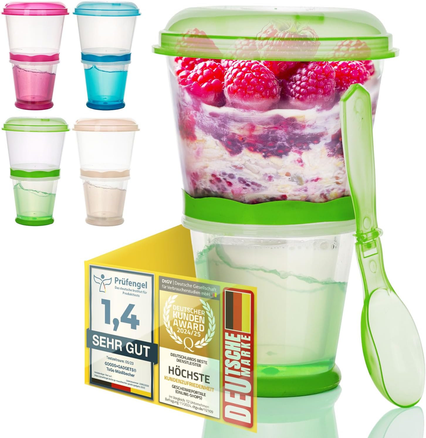 Müsli-to-Go Becher mit Löffel - Dein auslaufsicherer Snack-Begleiter