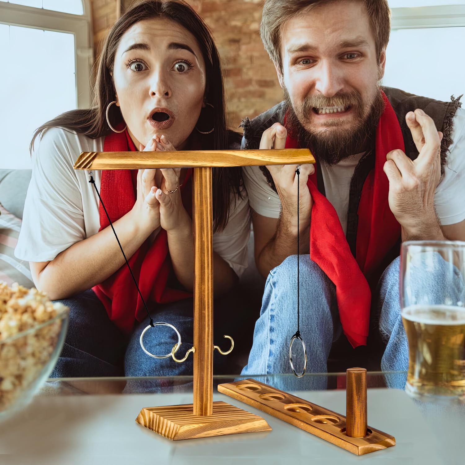 Ringwurf-Spiel Deluxe 2.0 aus Holz – Spannendes Party-Haken-Spiel
