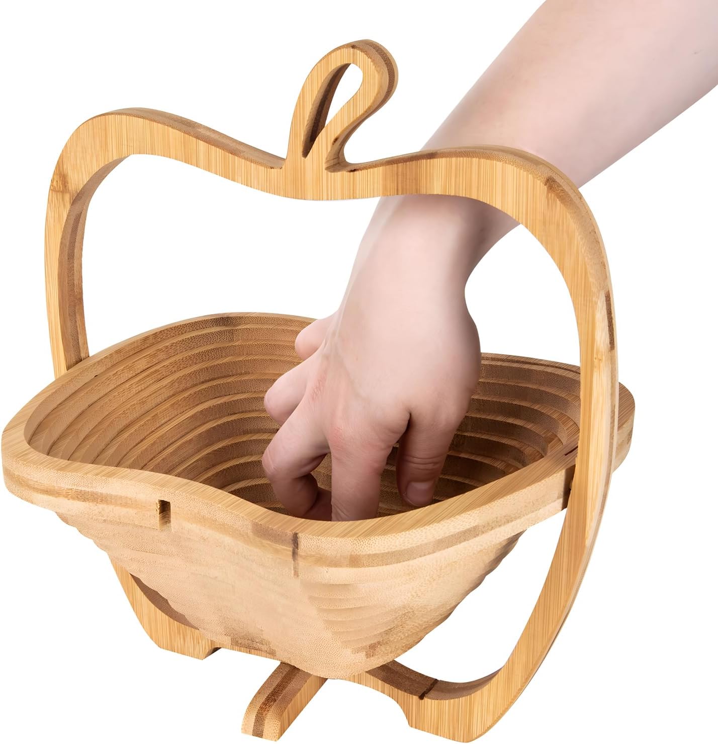 Faltbarer Bambus-Obstkorb im Apfel-Design 3-in-1