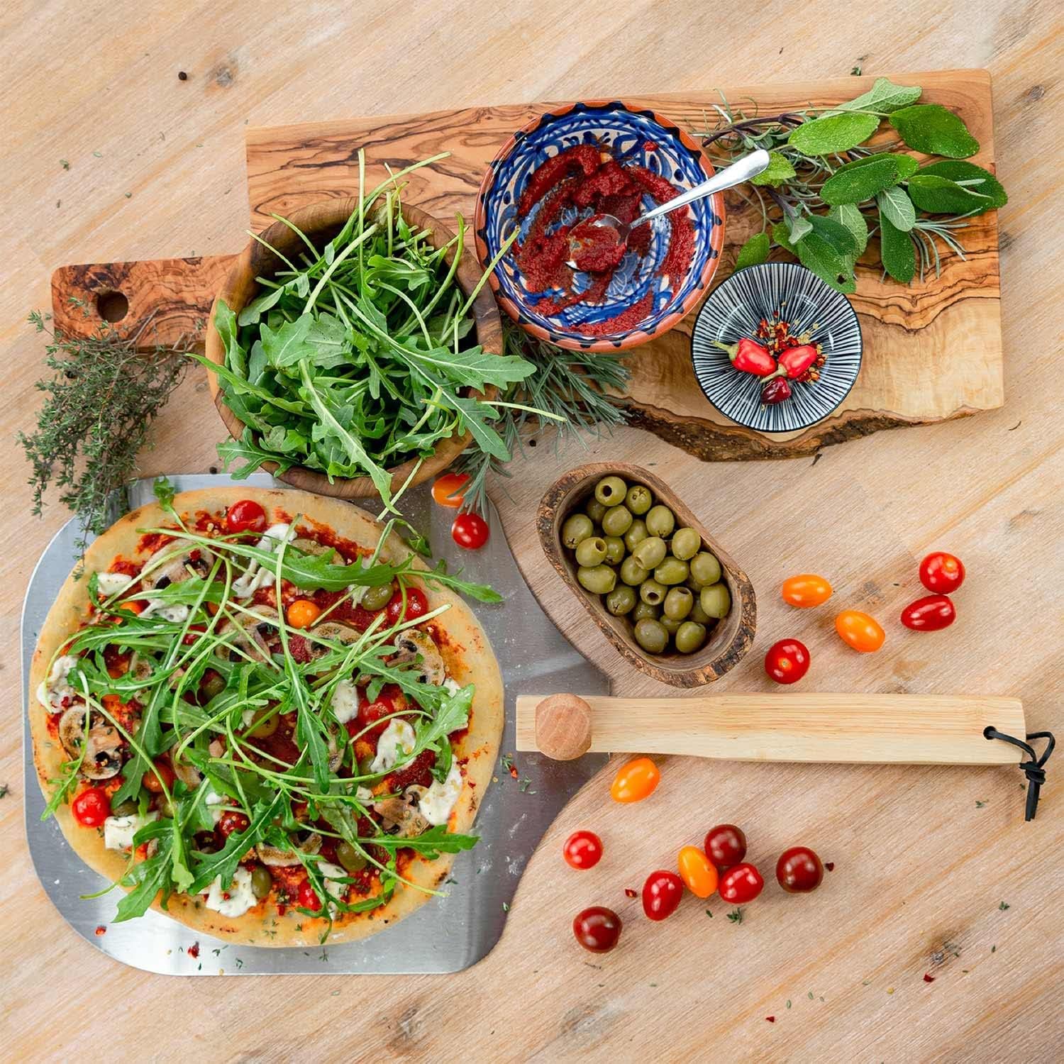 Klappbare Pizzaschaufel mit Holzgriff & Aluminium-Schaufel