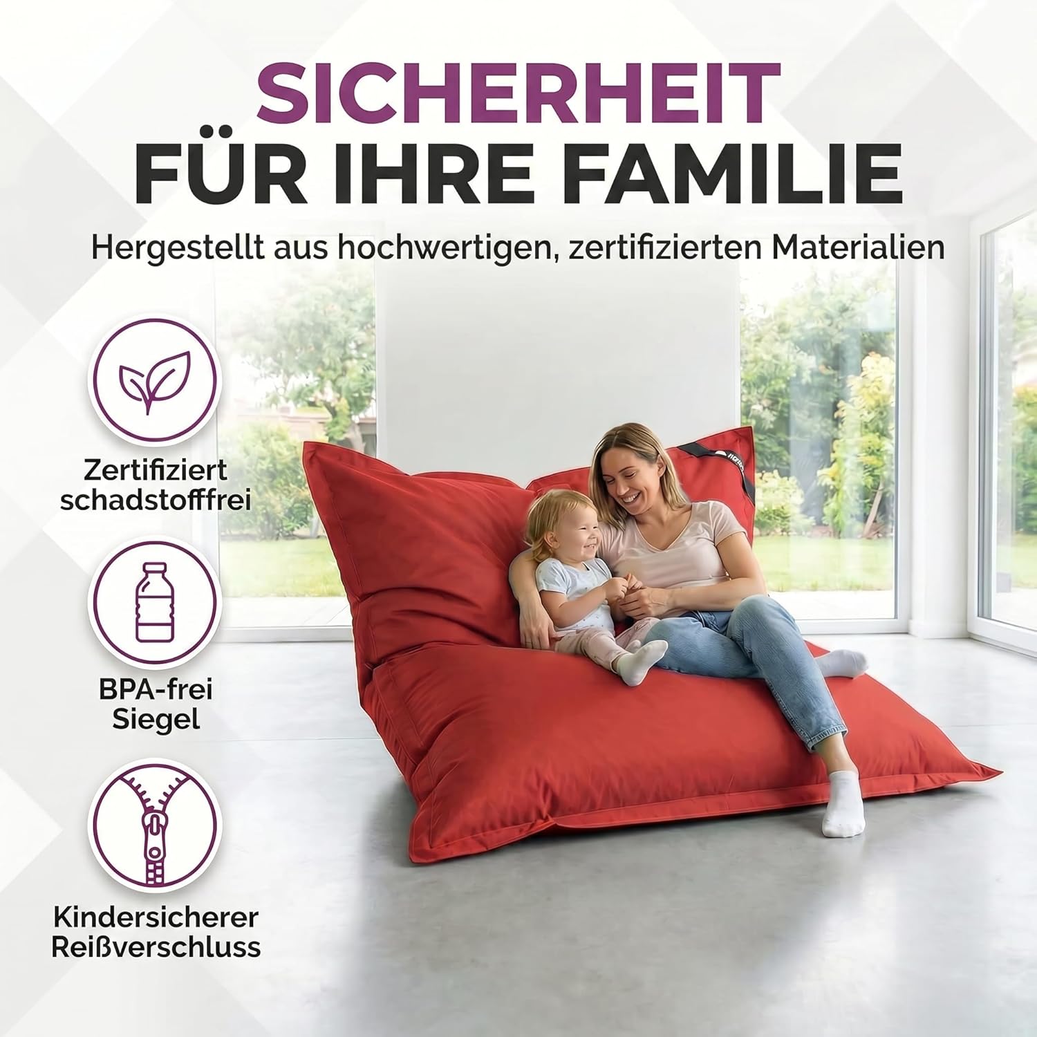 LazyBag Outdoor Sitzsack Junior – Wasserfestes Sitzkissen für Kinder