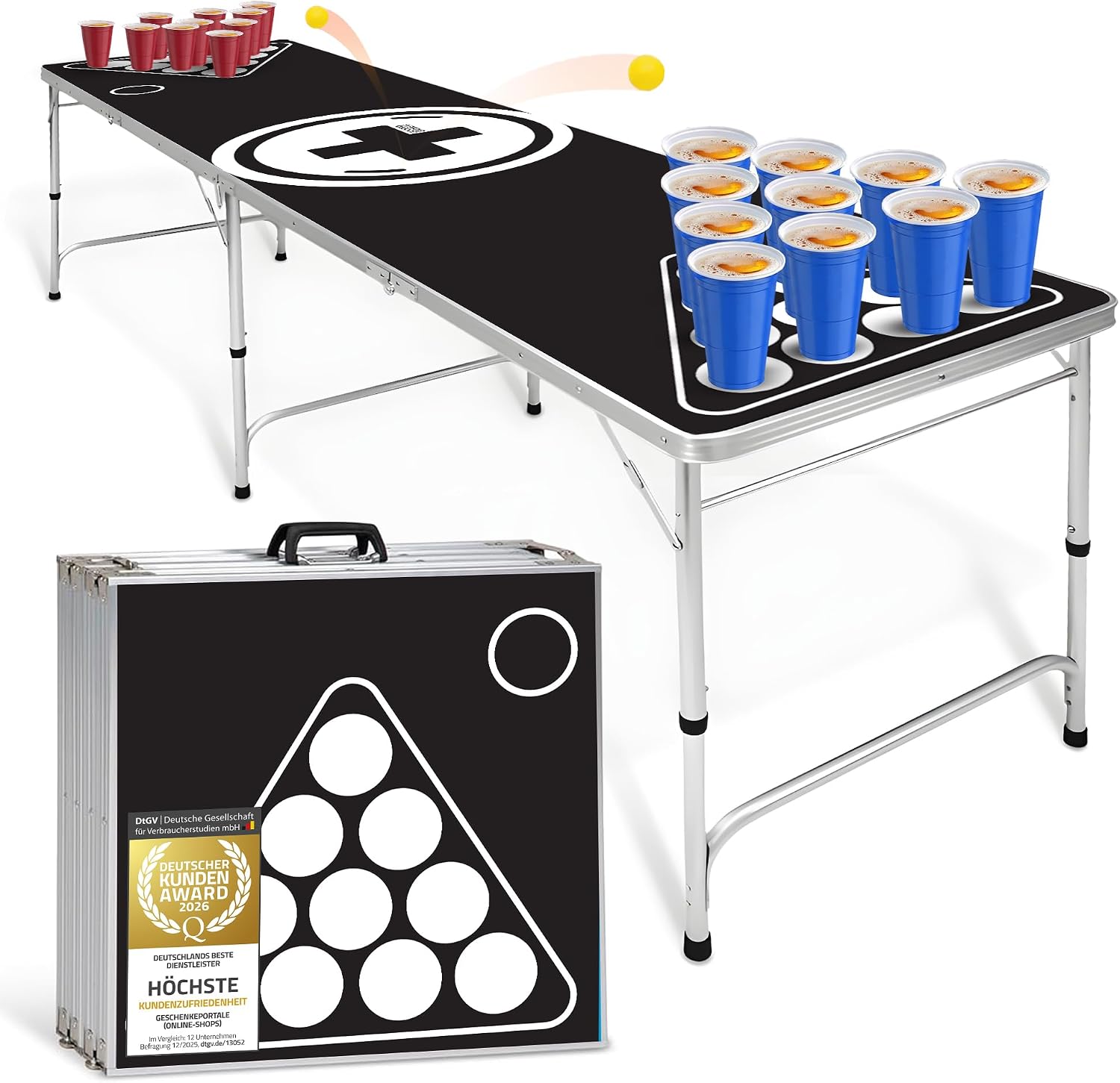 Klappbarer Beer Pong Tisch - Höhenverstellbar & Wasserabweisend
