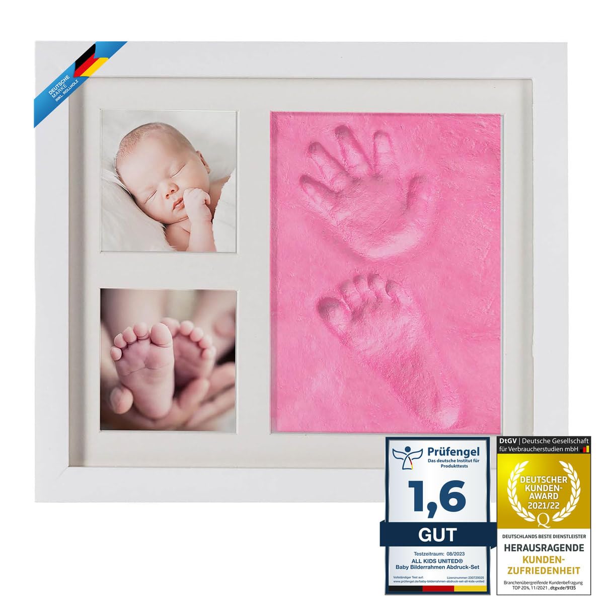 Baby Handabdruck-Set & Bilderrahmen zur Geburt & Taufe