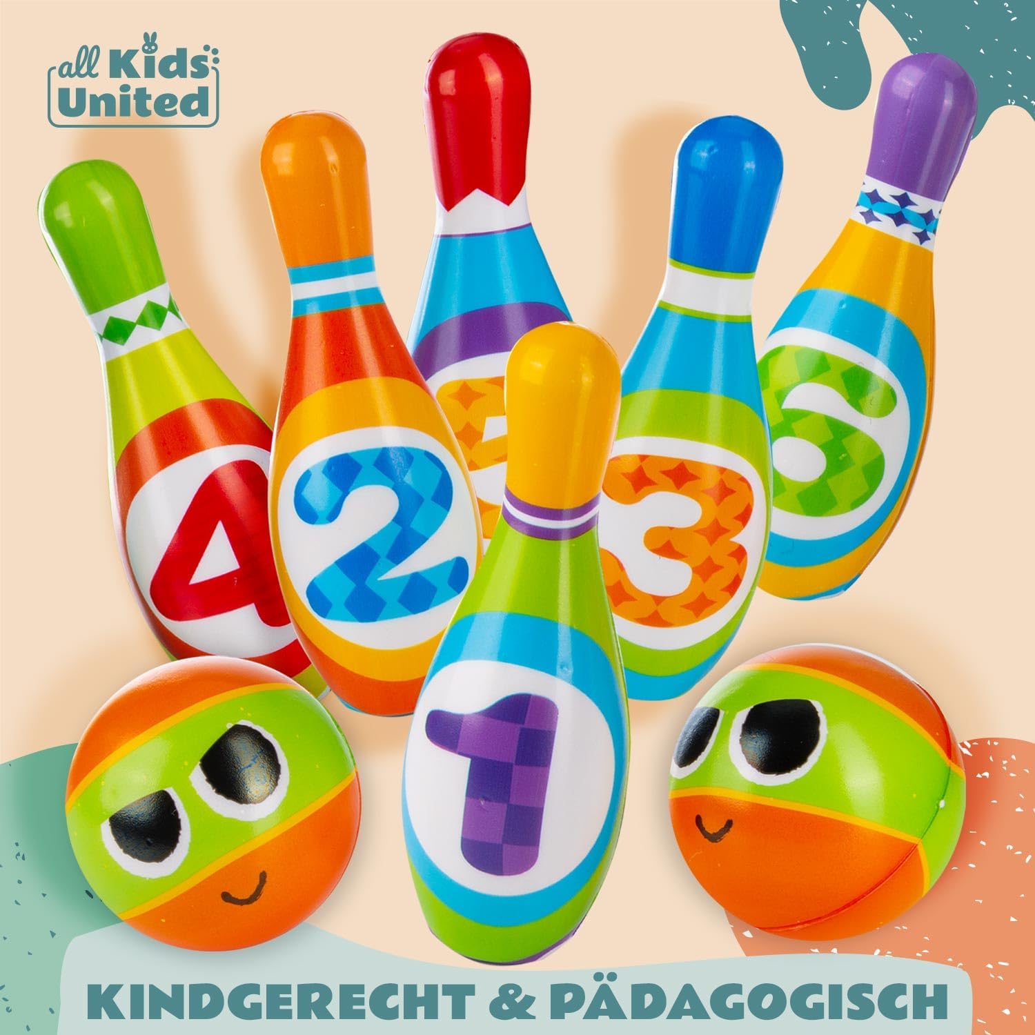 XXL Bowling Set für Kinder - 10 Weiche Kegel & 2 Bälle - Spielzeug