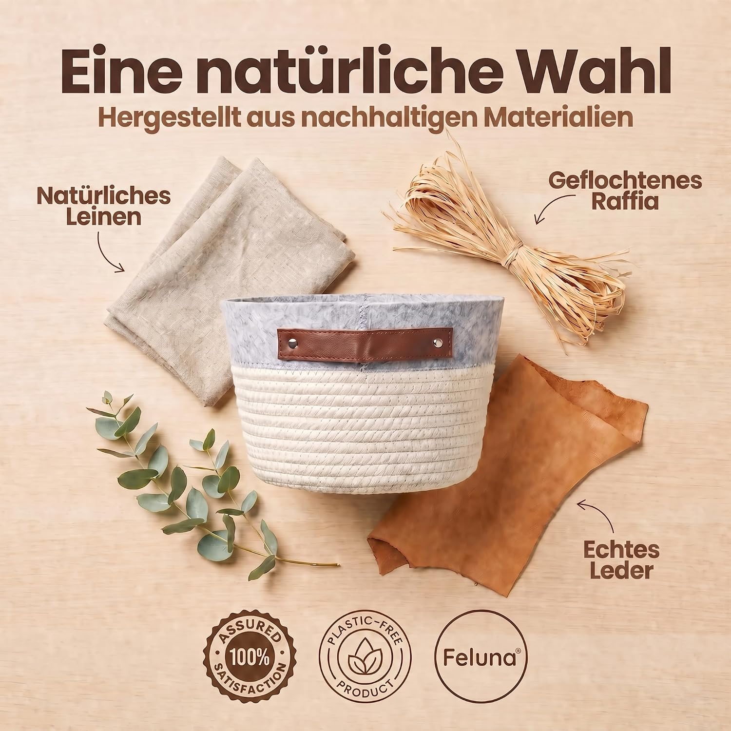 Feluna Bast-Korb - Formstabiler Aufbewahrungs- & Brotkorb