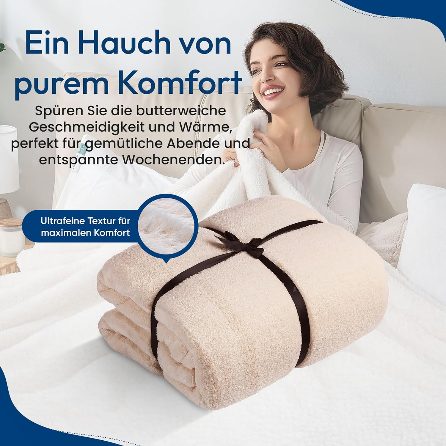 Feluna XXL Kuscheldecke 220x200 cm – Kuschelweiche Wohndecke Grau