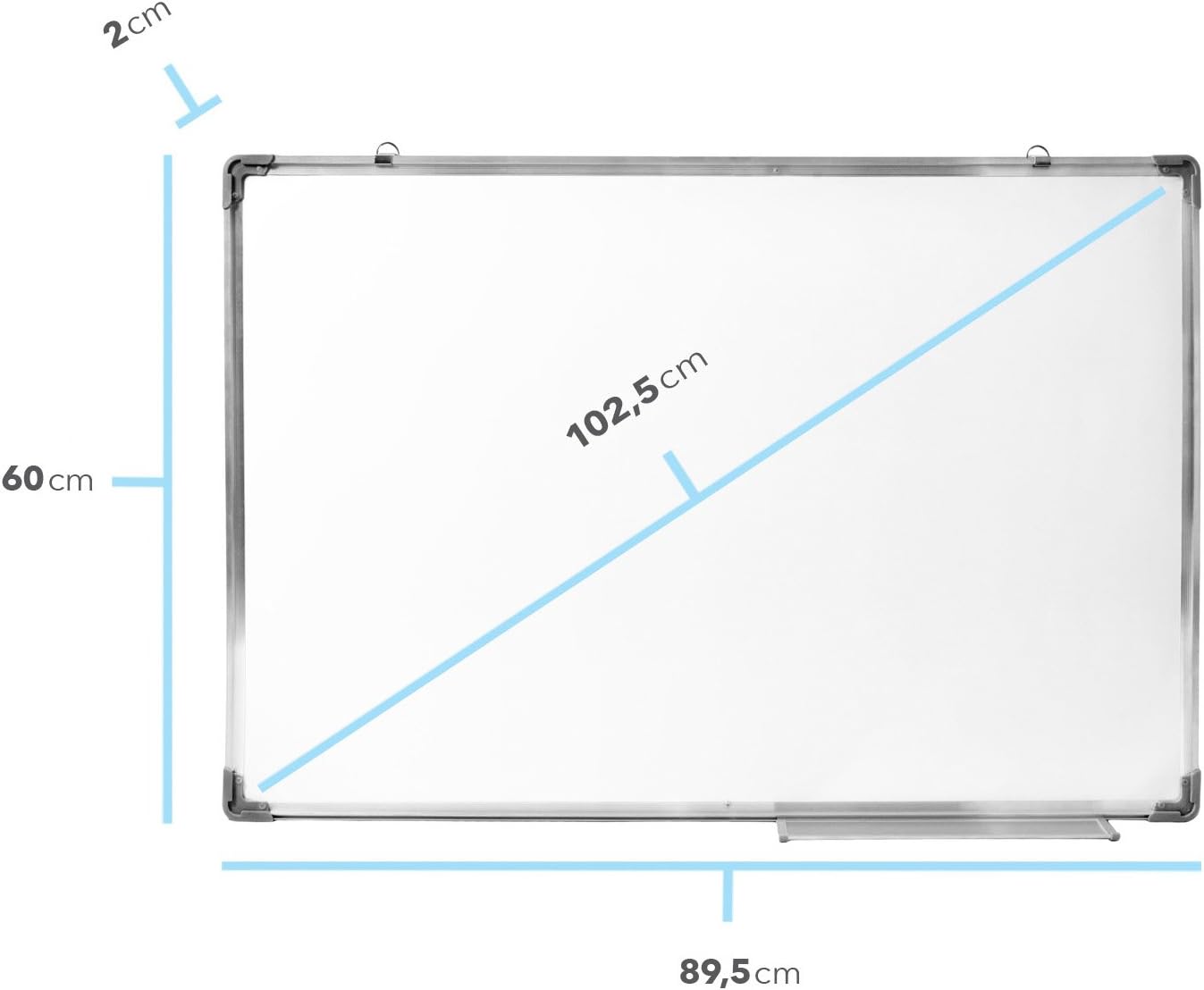 Magnetisches Whiteboard 90x60 cm mit Alurahmen & Ablage
